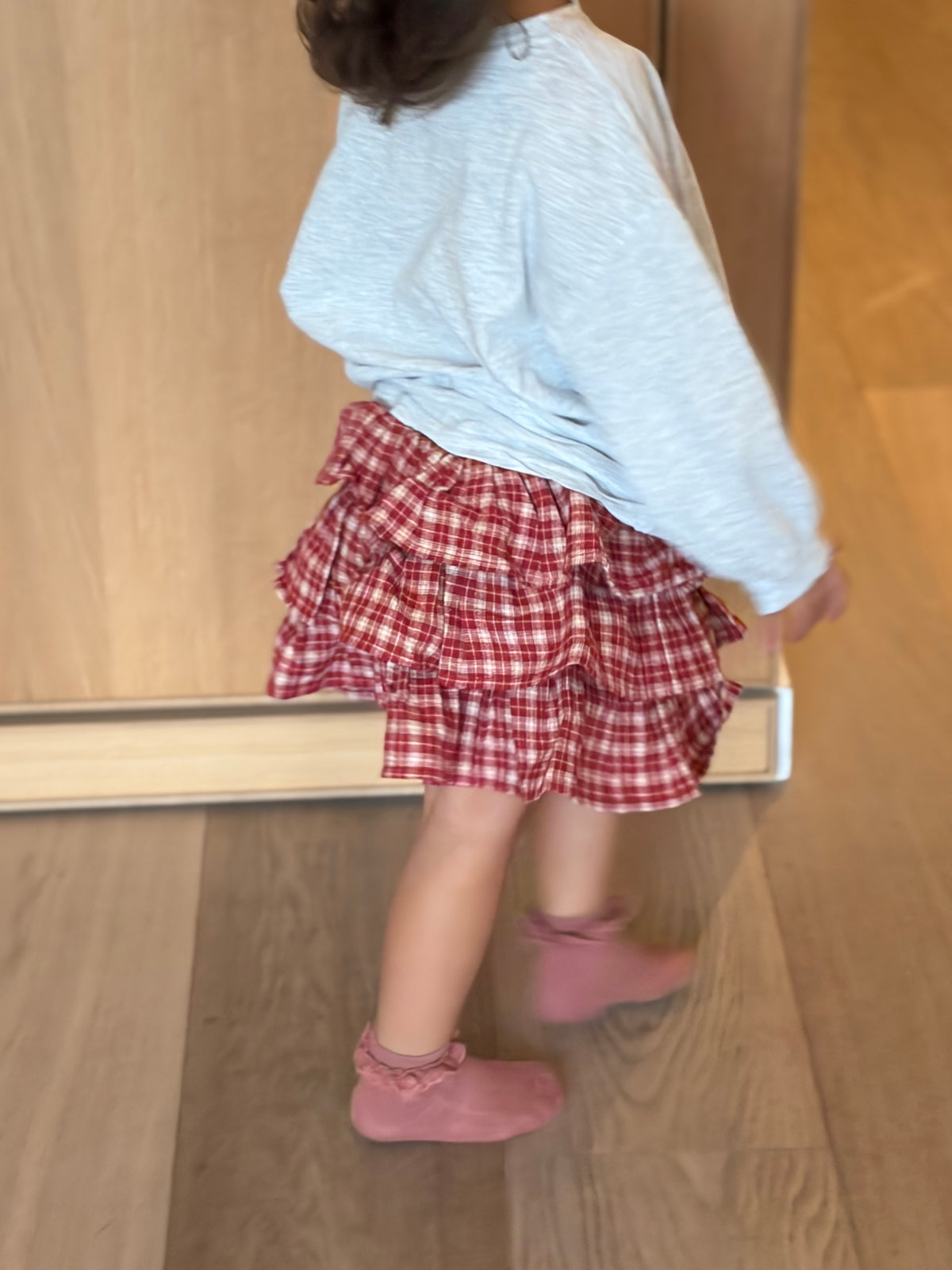 Flannel Can Can skirt - red