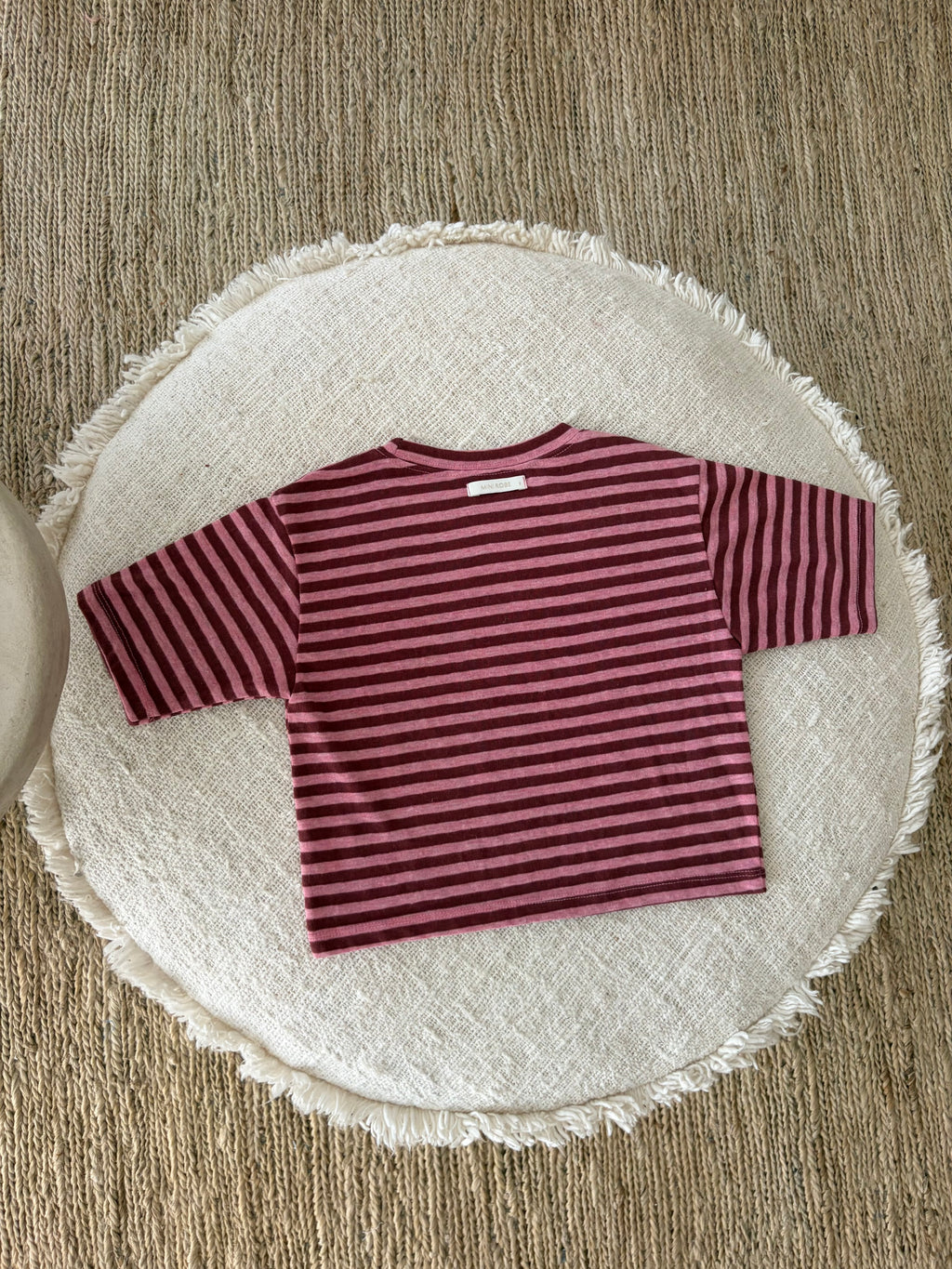 Striped woven tee pink & red