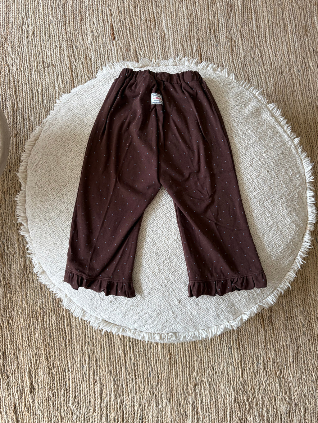 Dotted brown frill pants