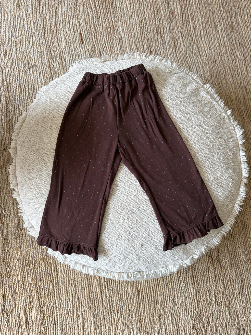 Dotted brown frill pants