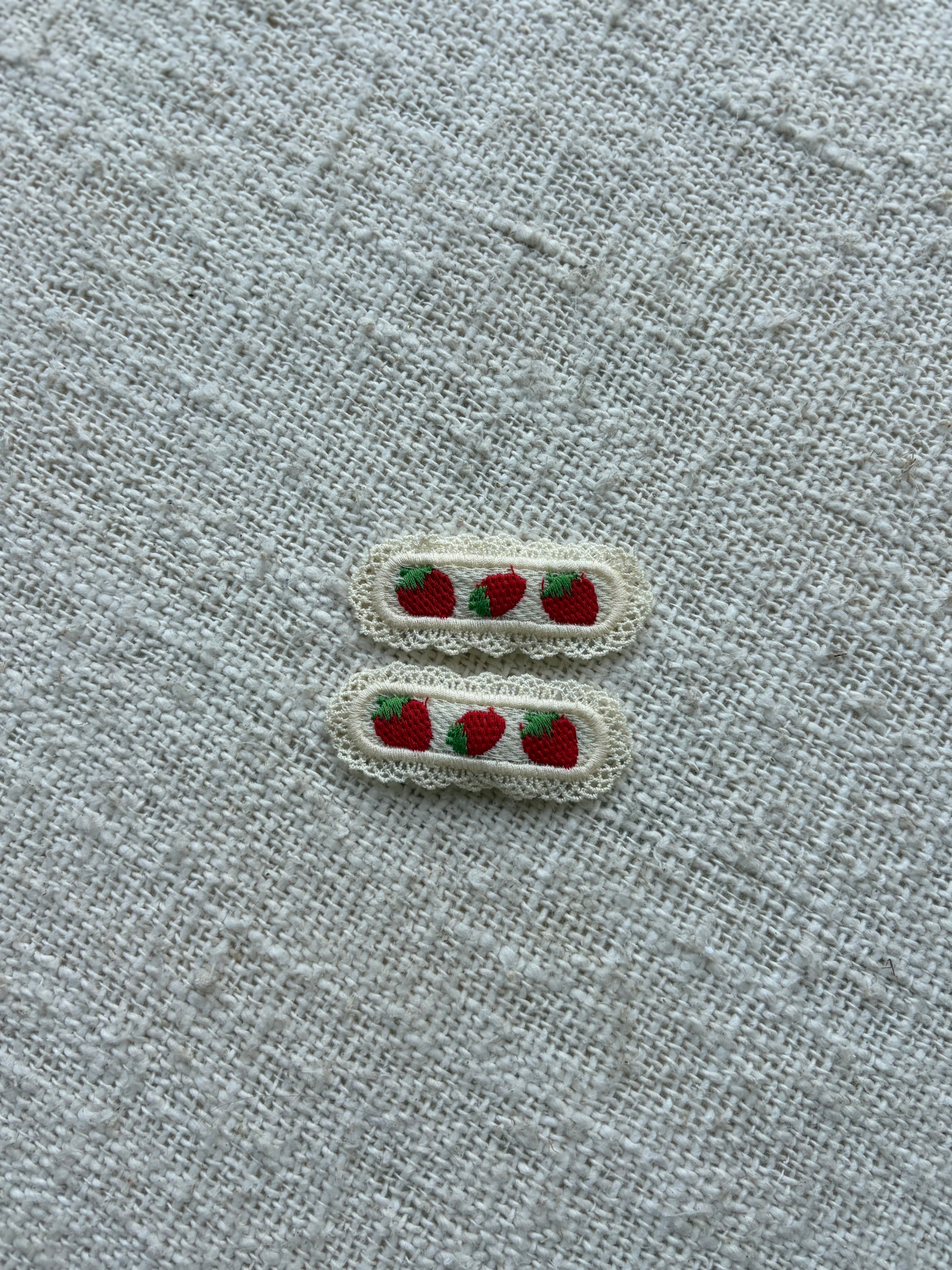 Strawberry girly 2 hair clips oval