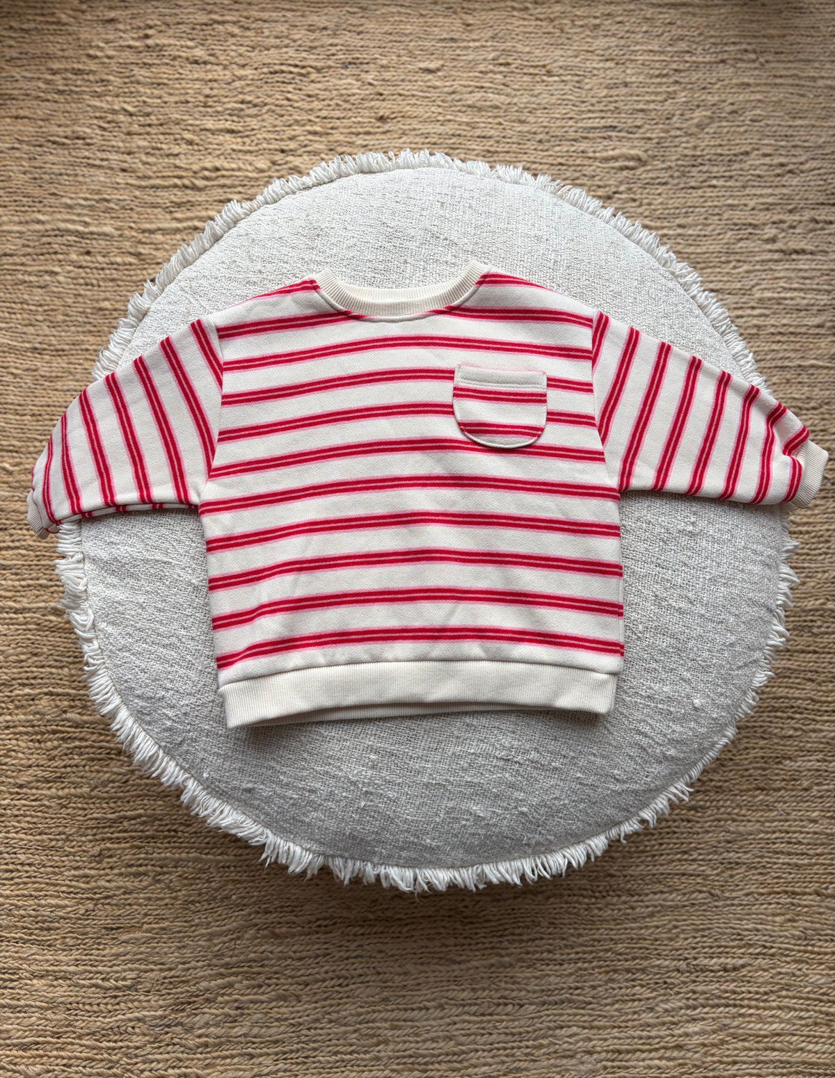 Fleece striped sweater - pink & red
