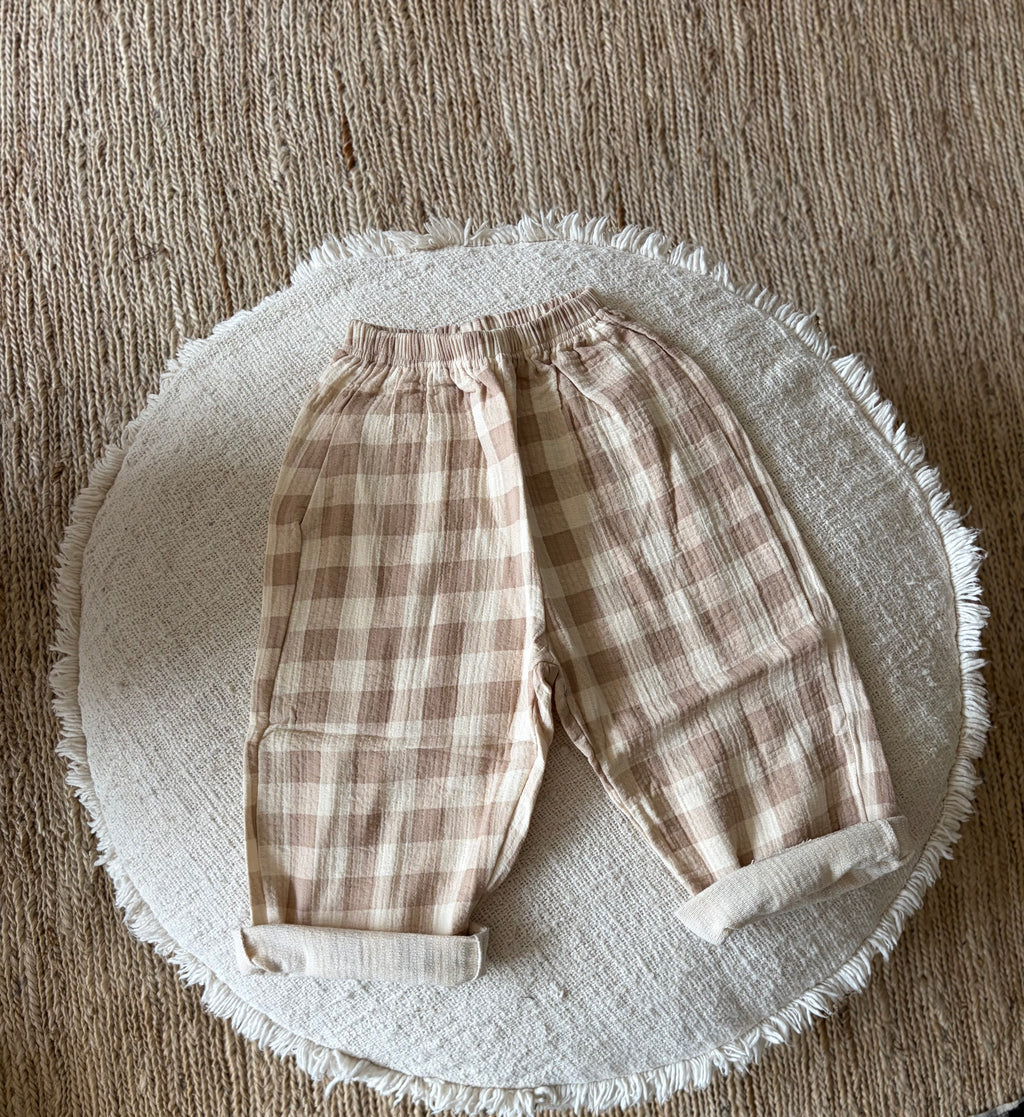 Beige check pants