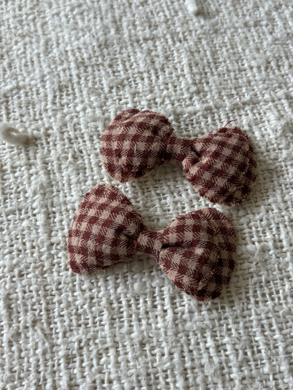 2 bow hair clips brown
