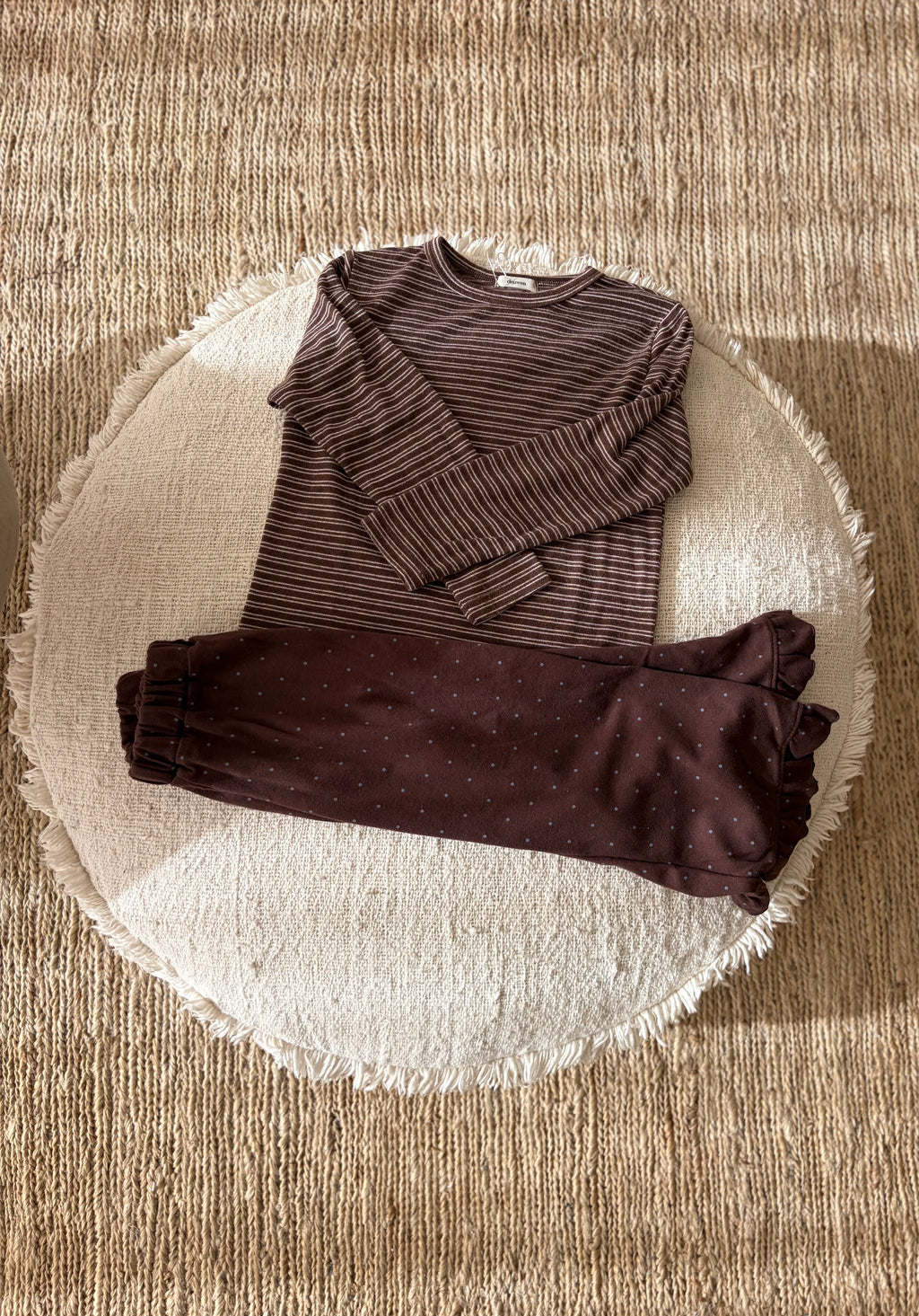 Dotted brown frill pants