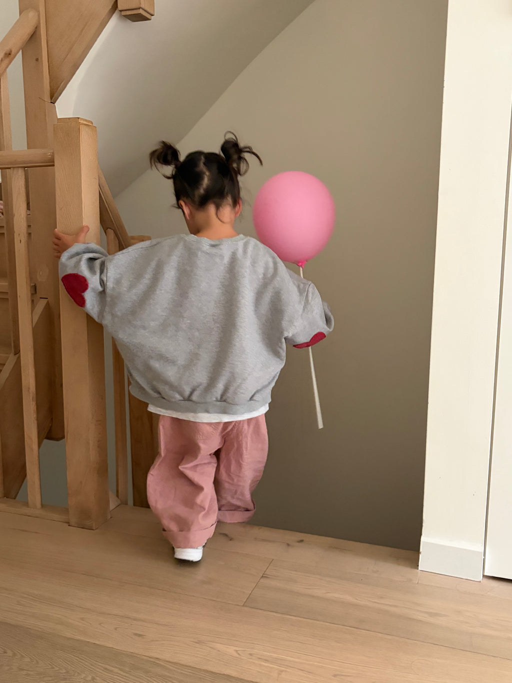 Baggy linen look pants with pocket - pink