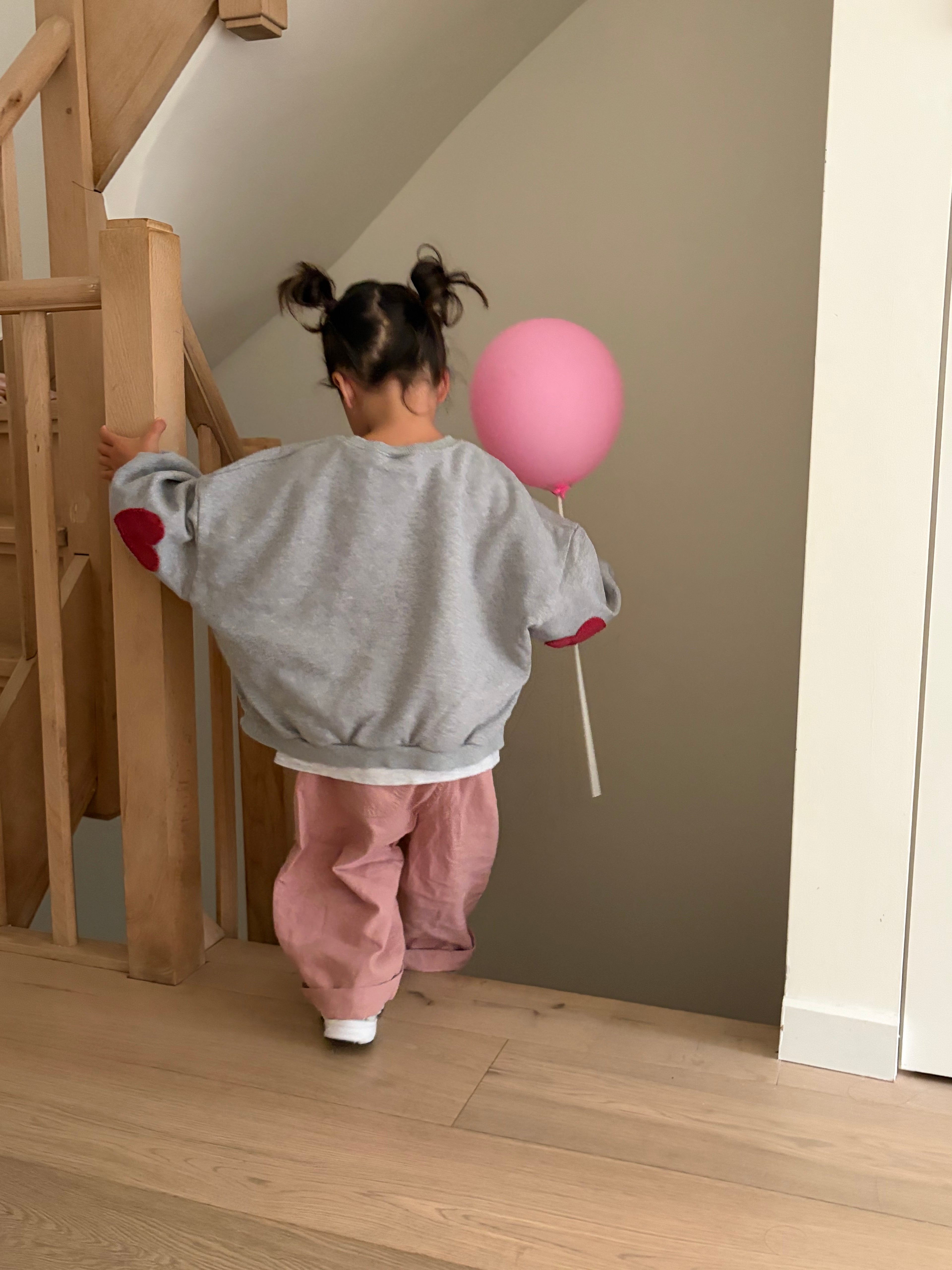 Baggy linen look pants with pocket - pink