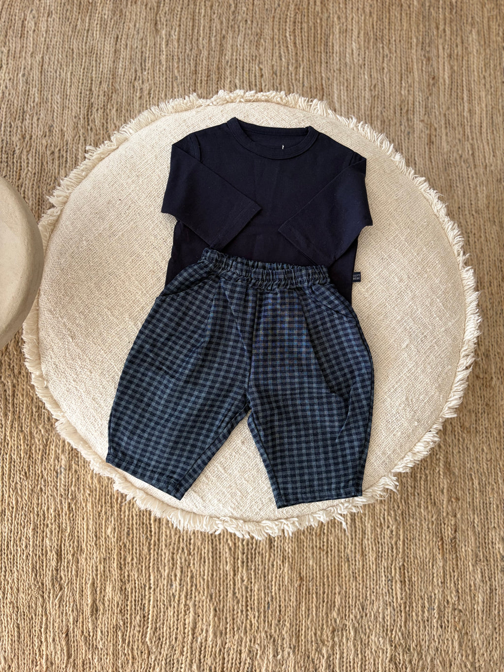 Vichy navy pants