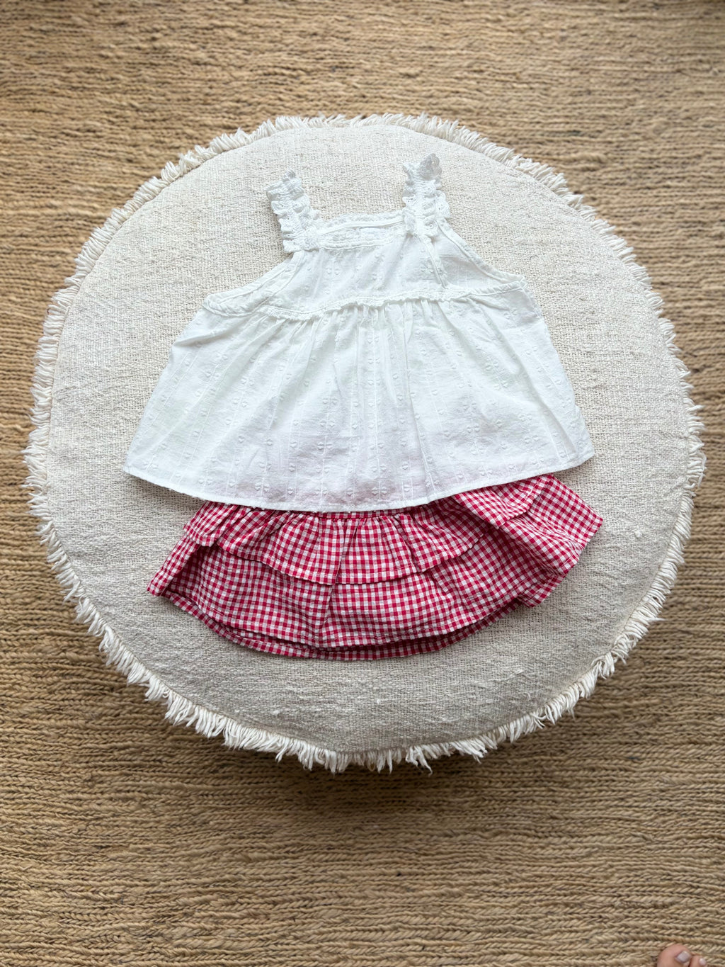 Vichy red baby skirt