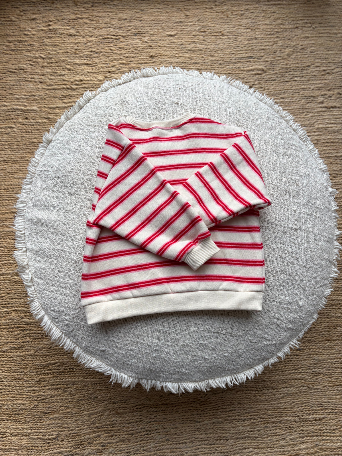 Fleece striped sweater - pink & red