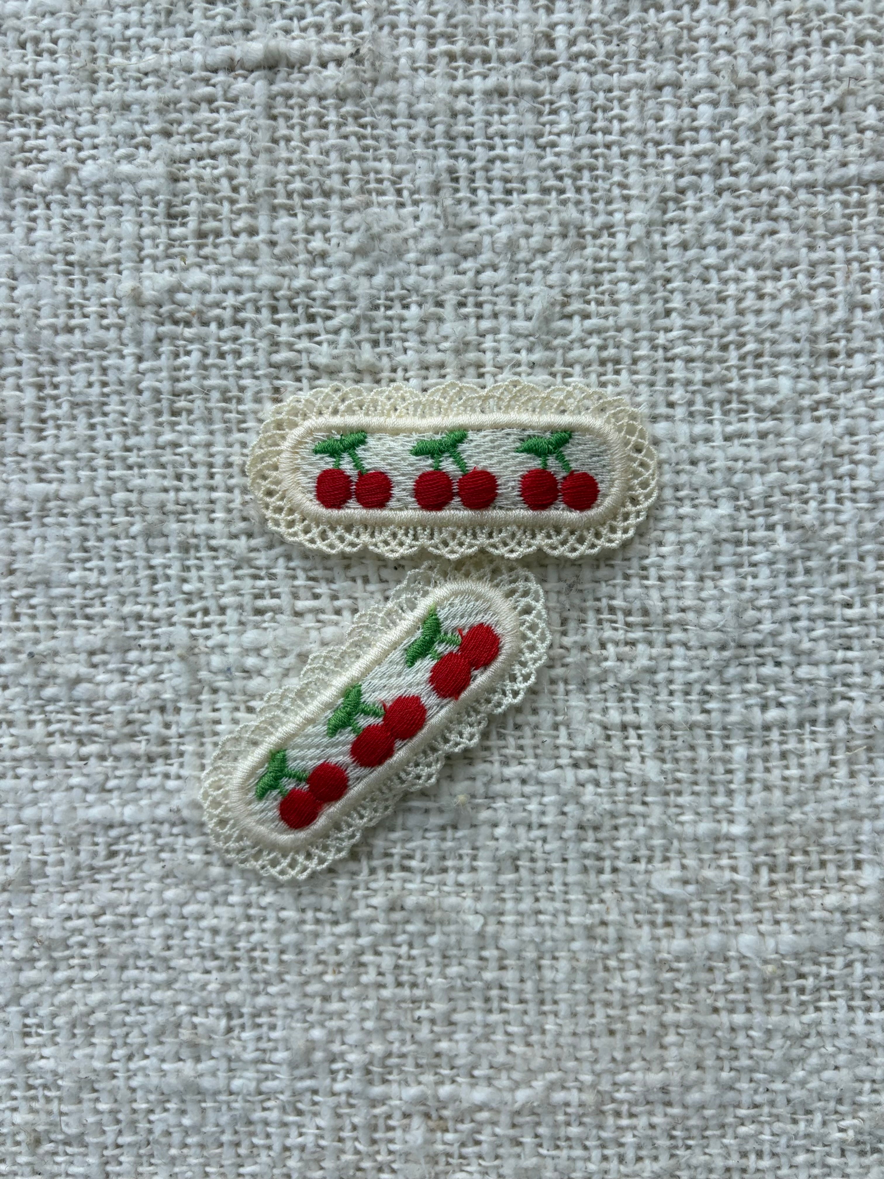 Cherry girly 2 hair clips oval