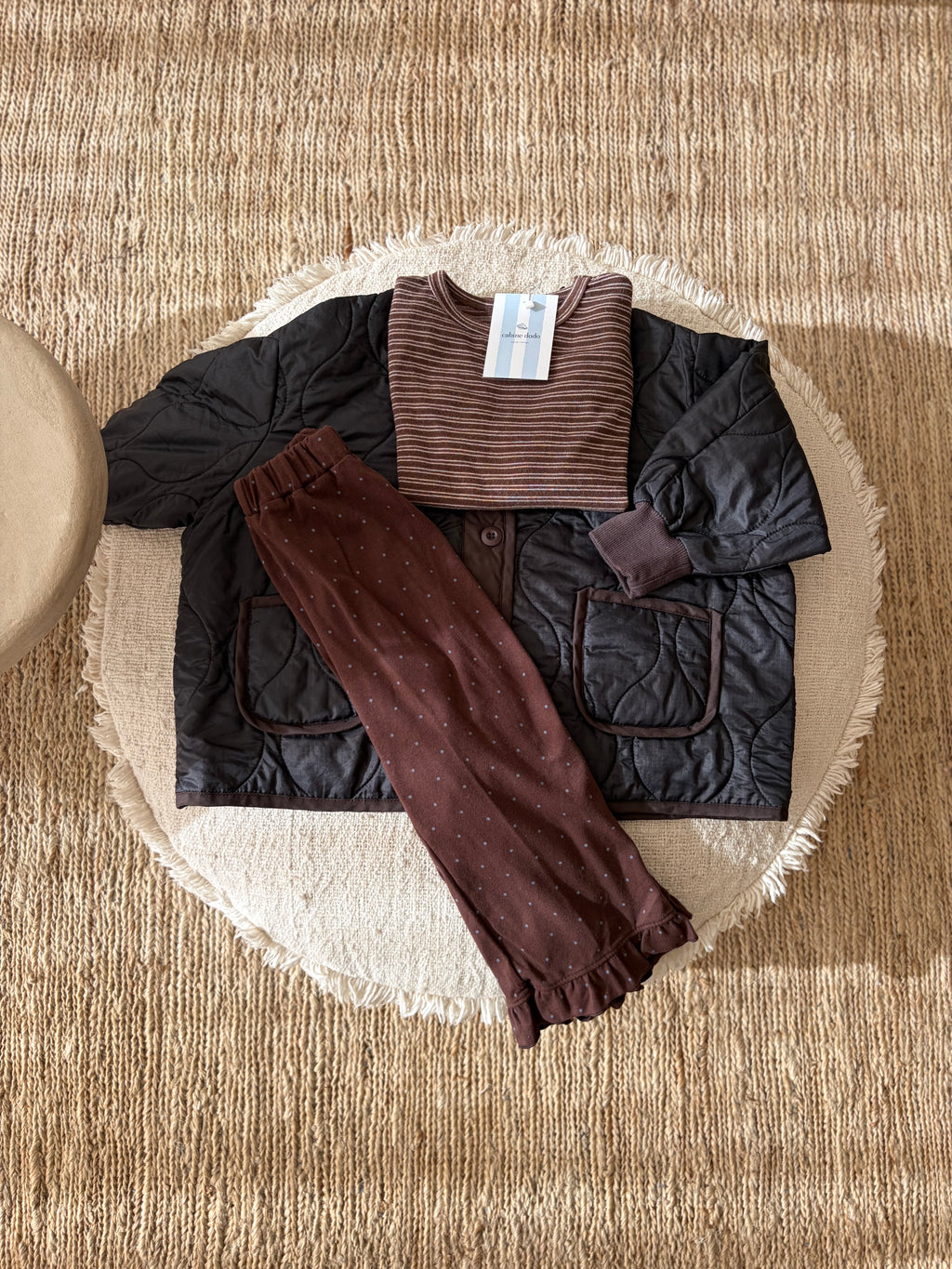 Dotted brown frill pants