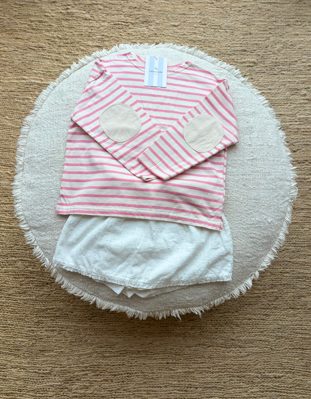 Pink striped longsleeve with patches