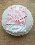 Pink striped longsleeve with patches