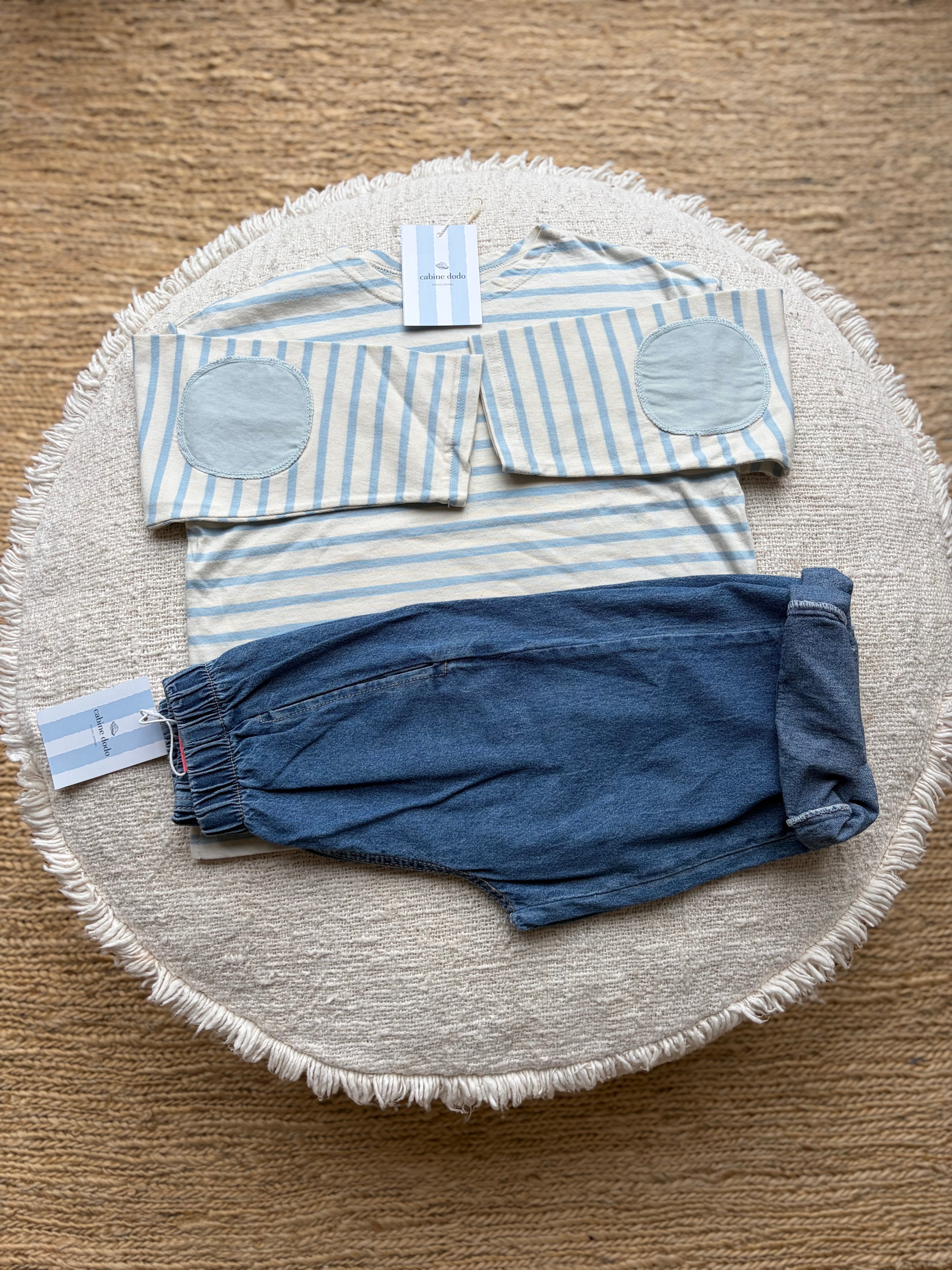 Light blue striped longsleeve with patches