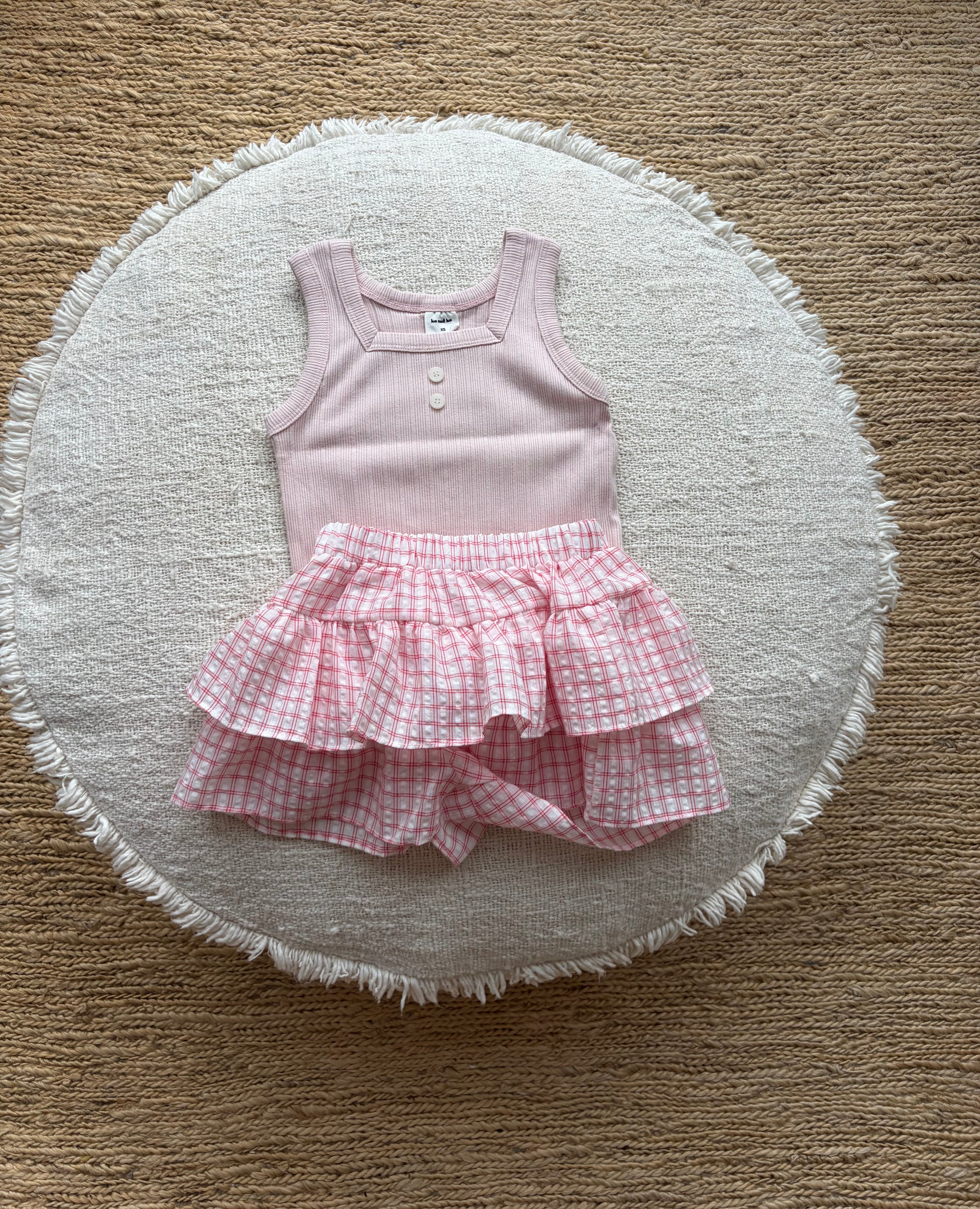 Pink vichy Can Can skort