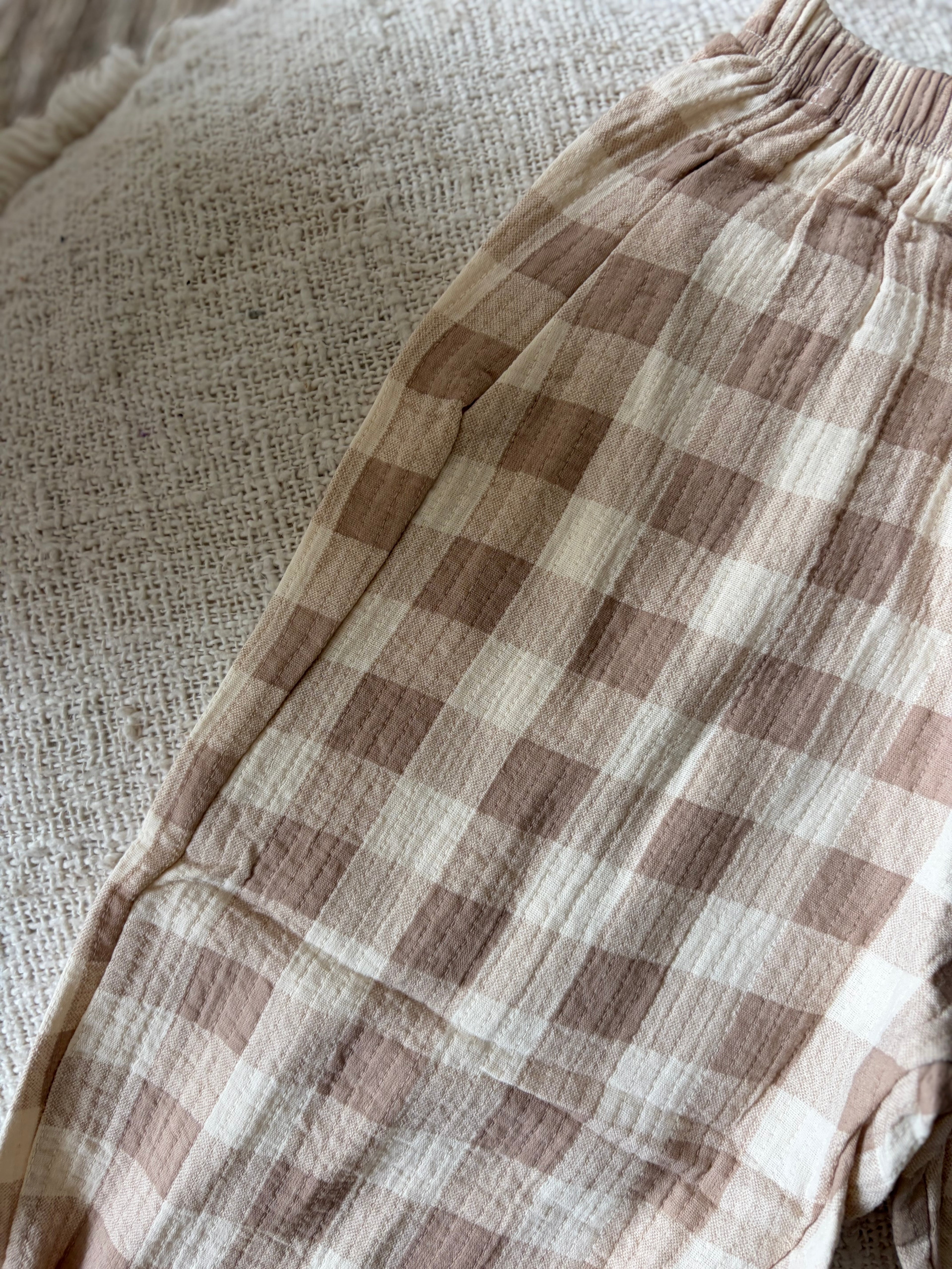 Beige check pants