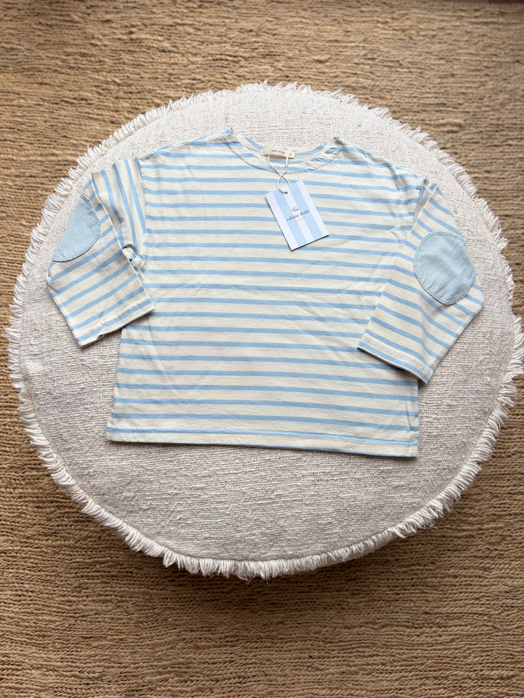Light blue striped longsleeve with patches