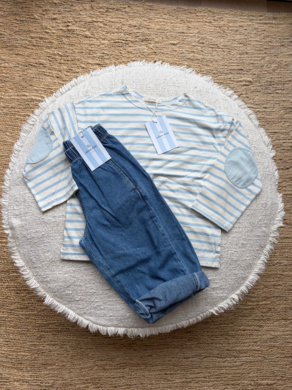 Light blue striped longsleeve with patches