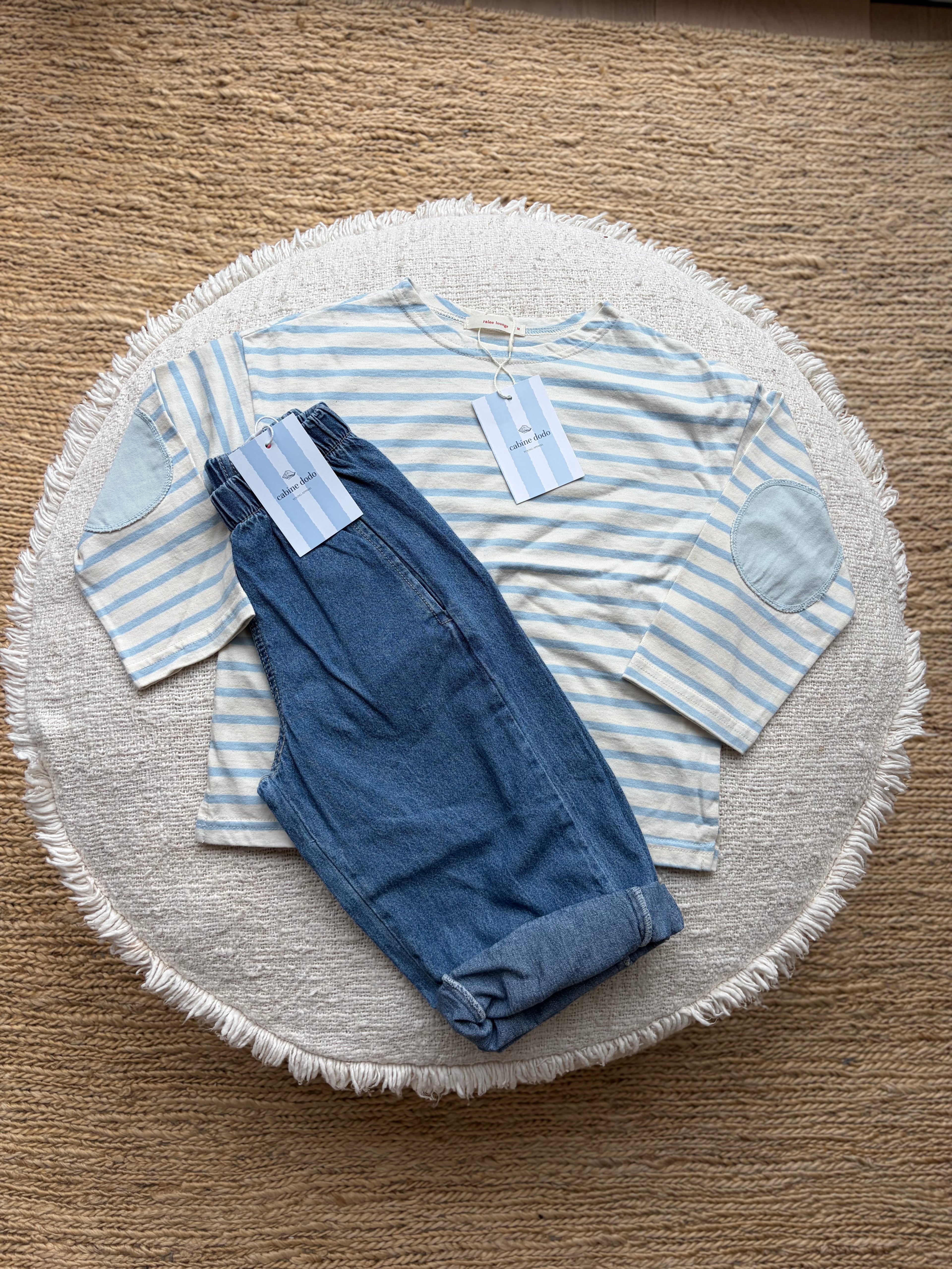 Light blue striped longsleeve with patches