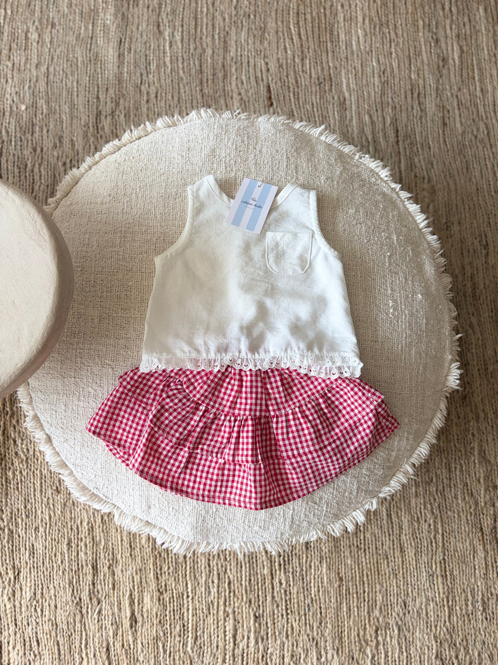 Vichy red baby skirt