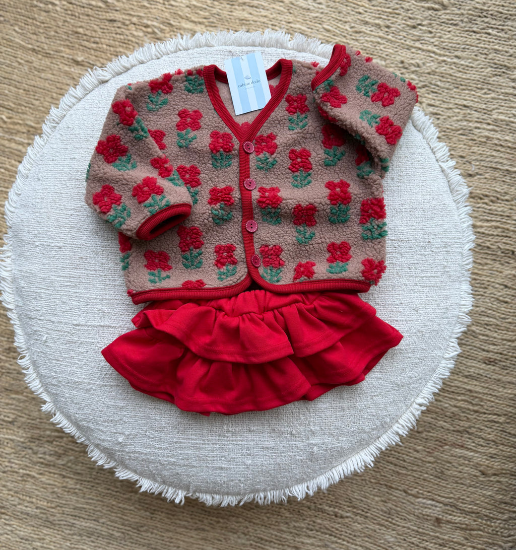 Teddy flower jacket - red
