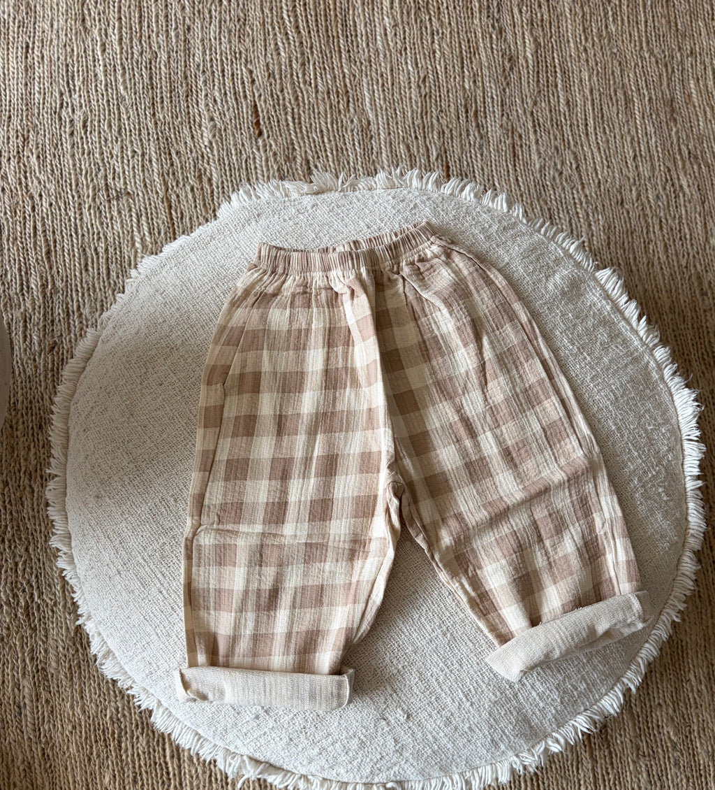 Beige check pants