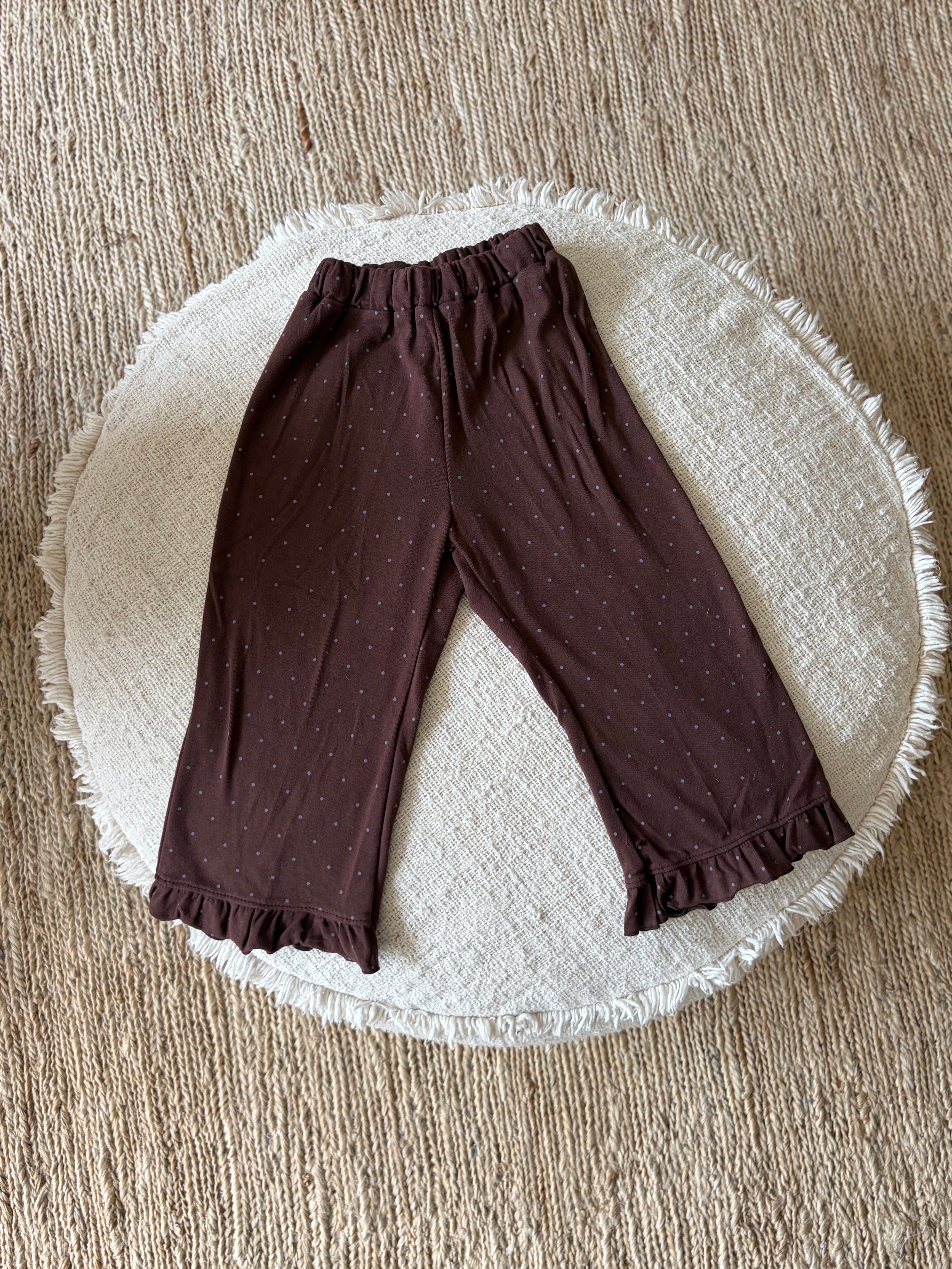 Dotted brown frill pants