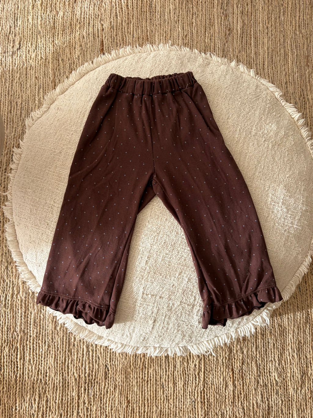 Dotted brown frill pants