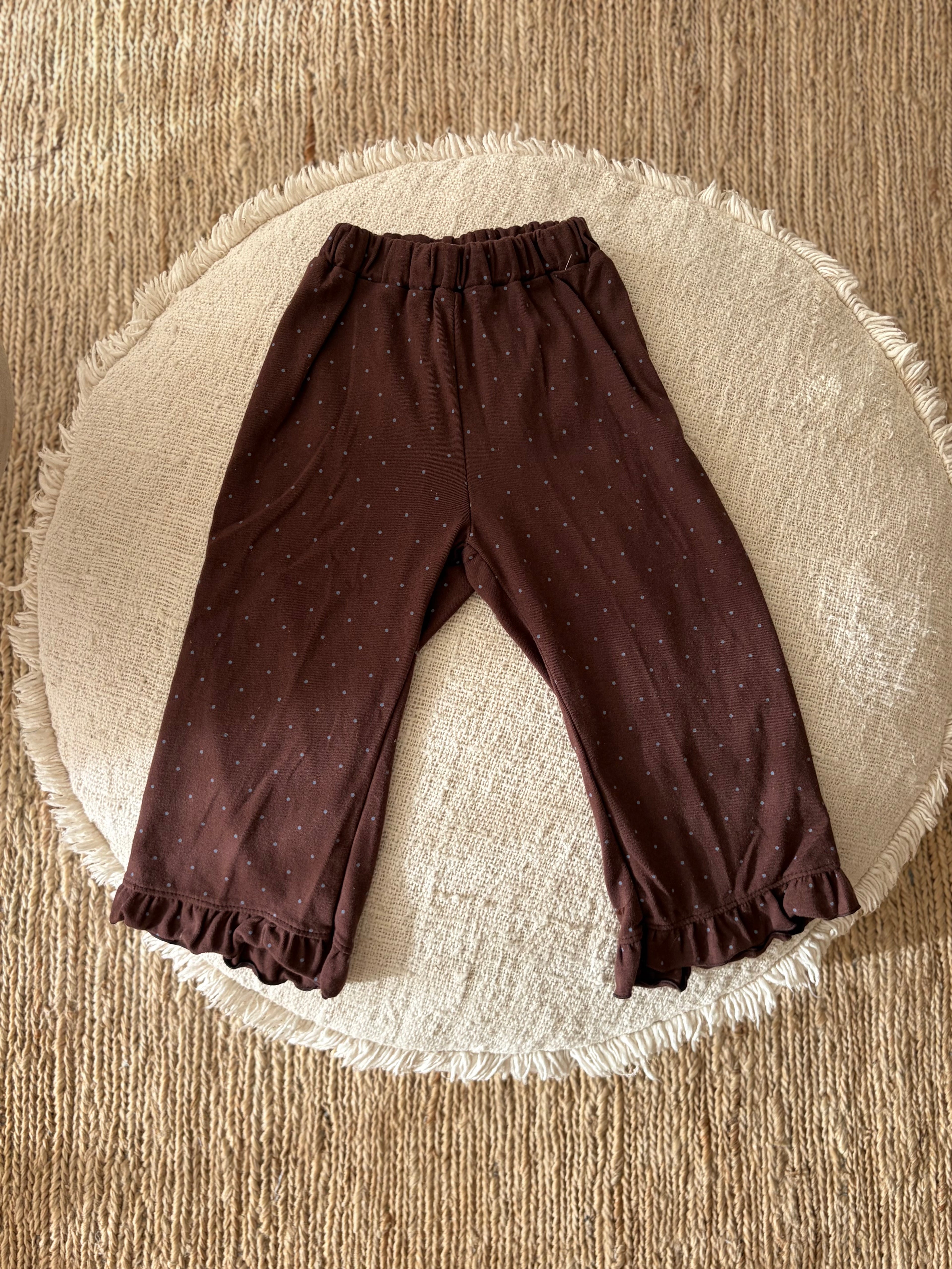 Dotted brown frill pants