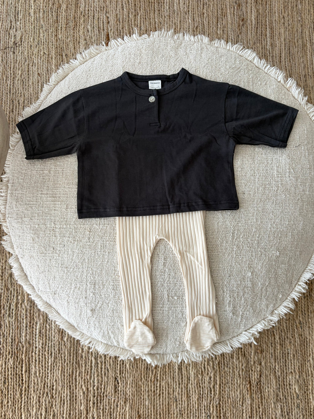 Button longsleeve baby - cream charcoal