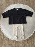 Button longsleeve baby - cream charcoal