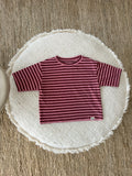 Striped woven tee pink & red