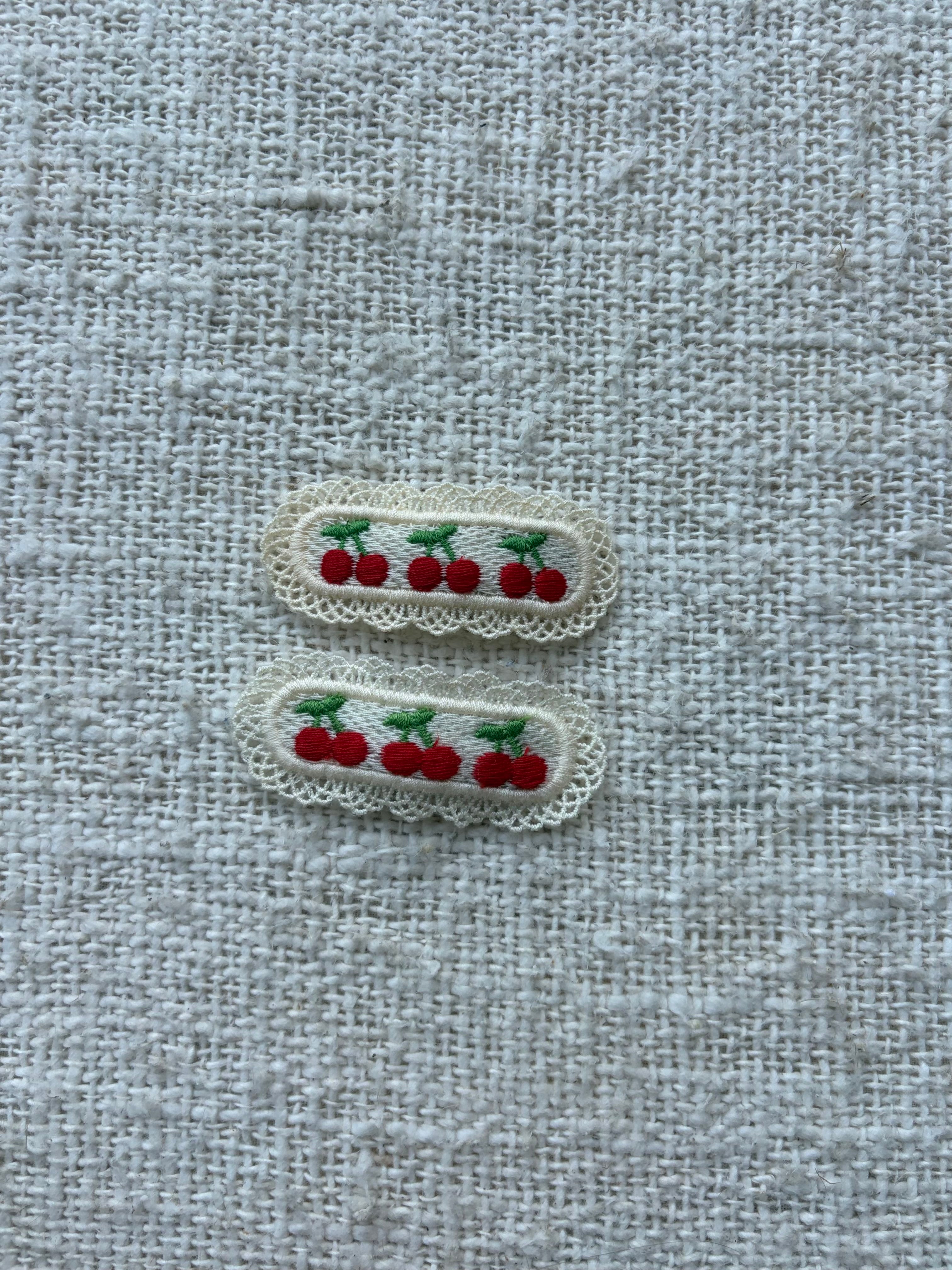 Cherry girly 2 hair clips oval
