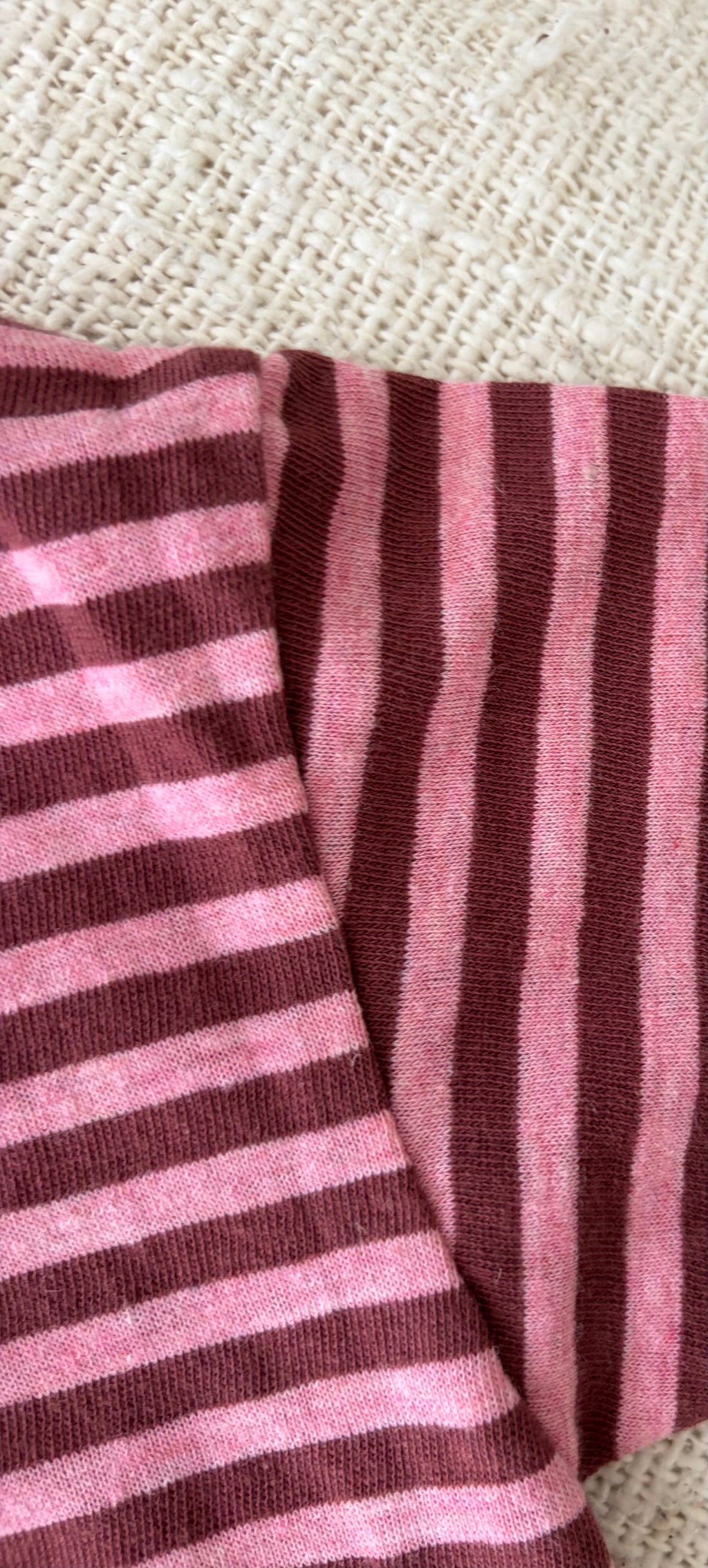 Striped woven tee pink & red