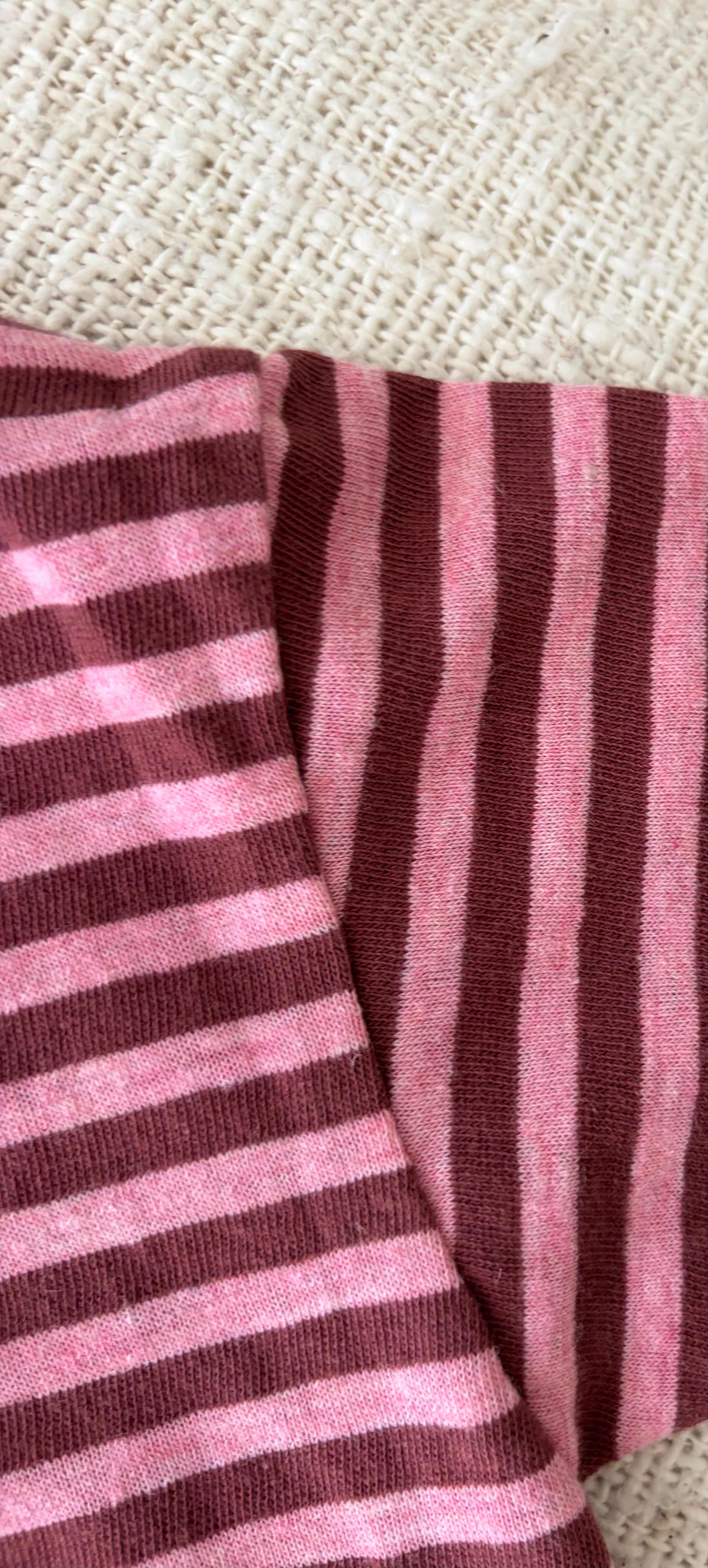 Striped woven tee pink & red
