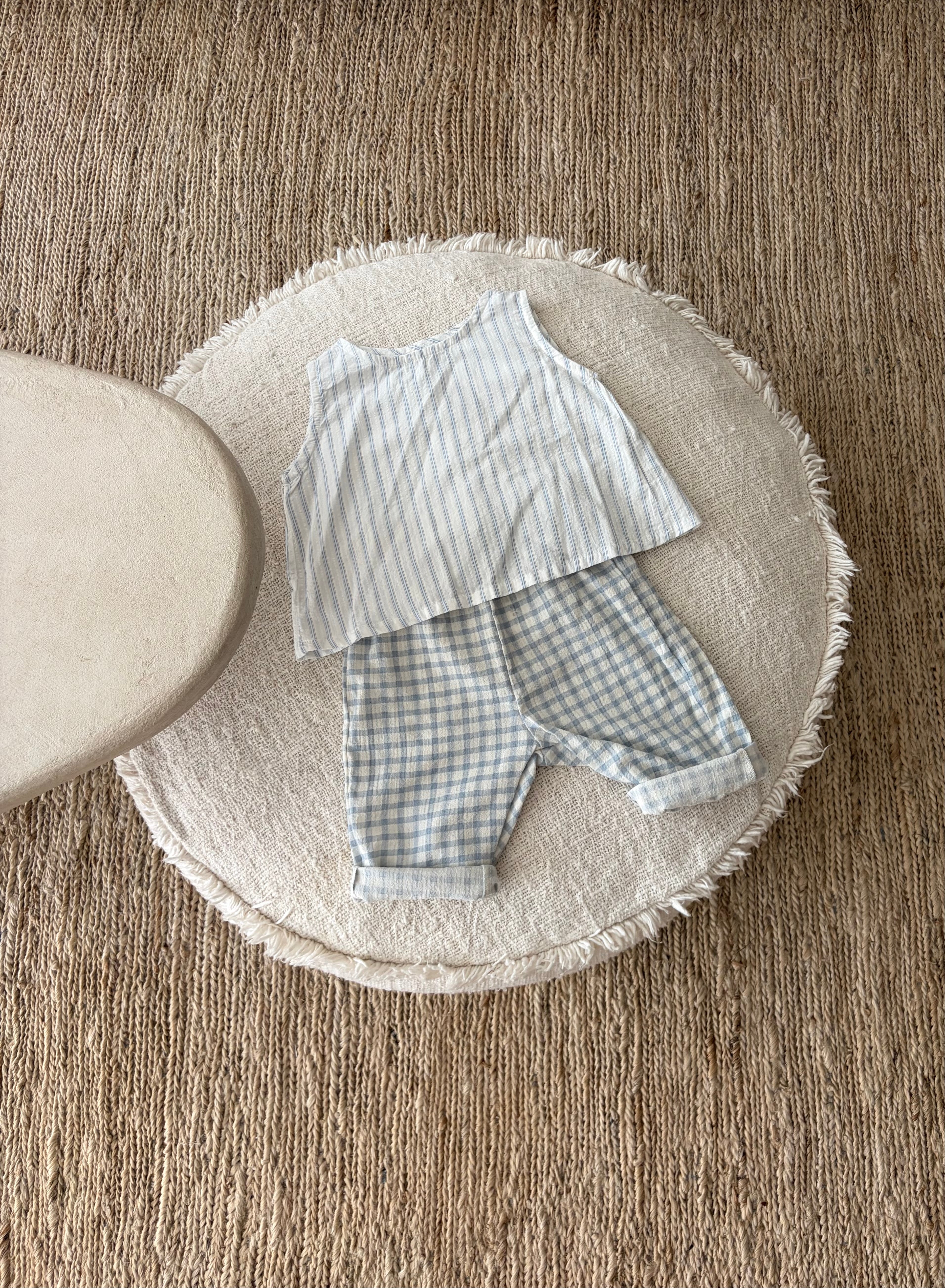 Blue check baby pants
