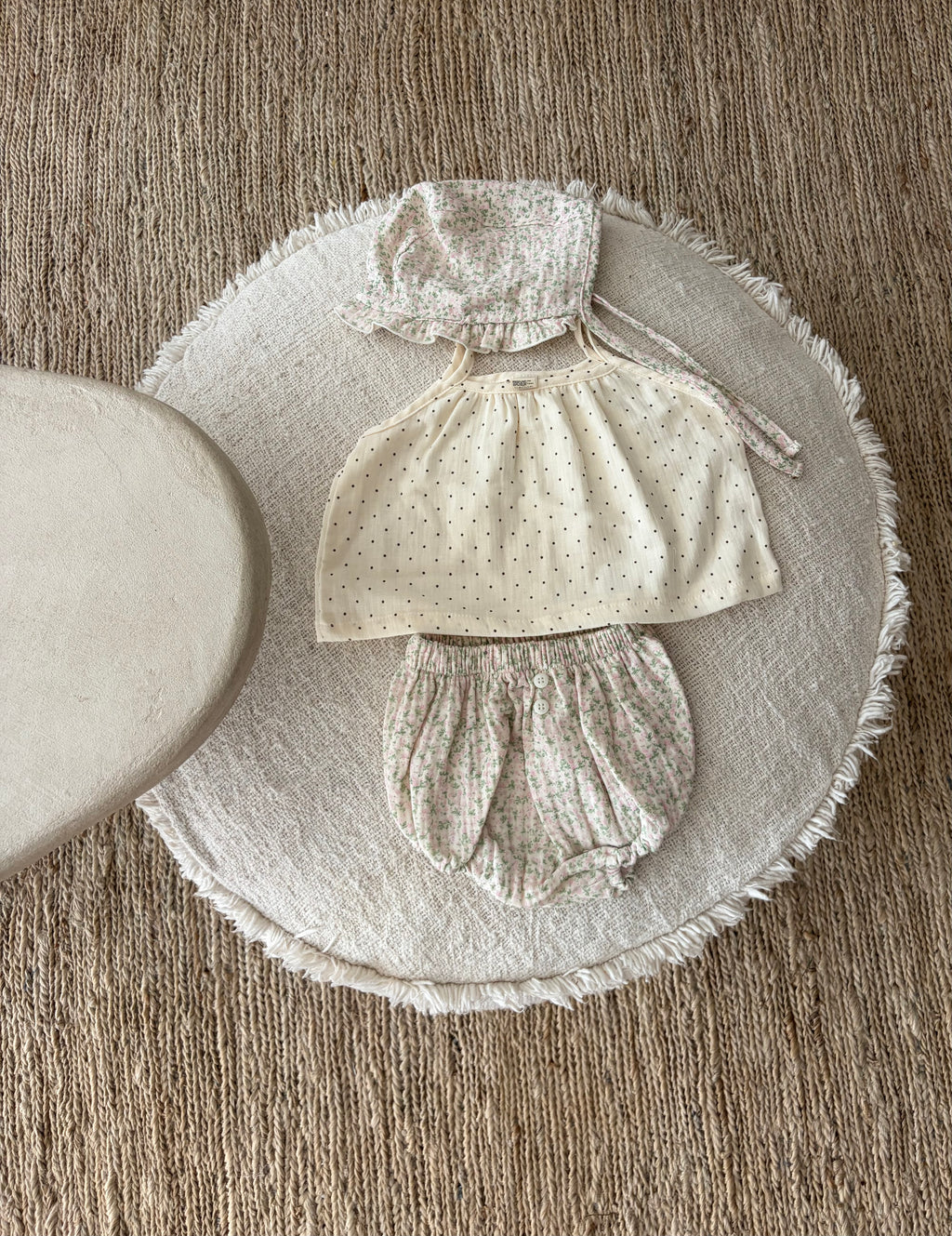 Soft dotted muslin baby top