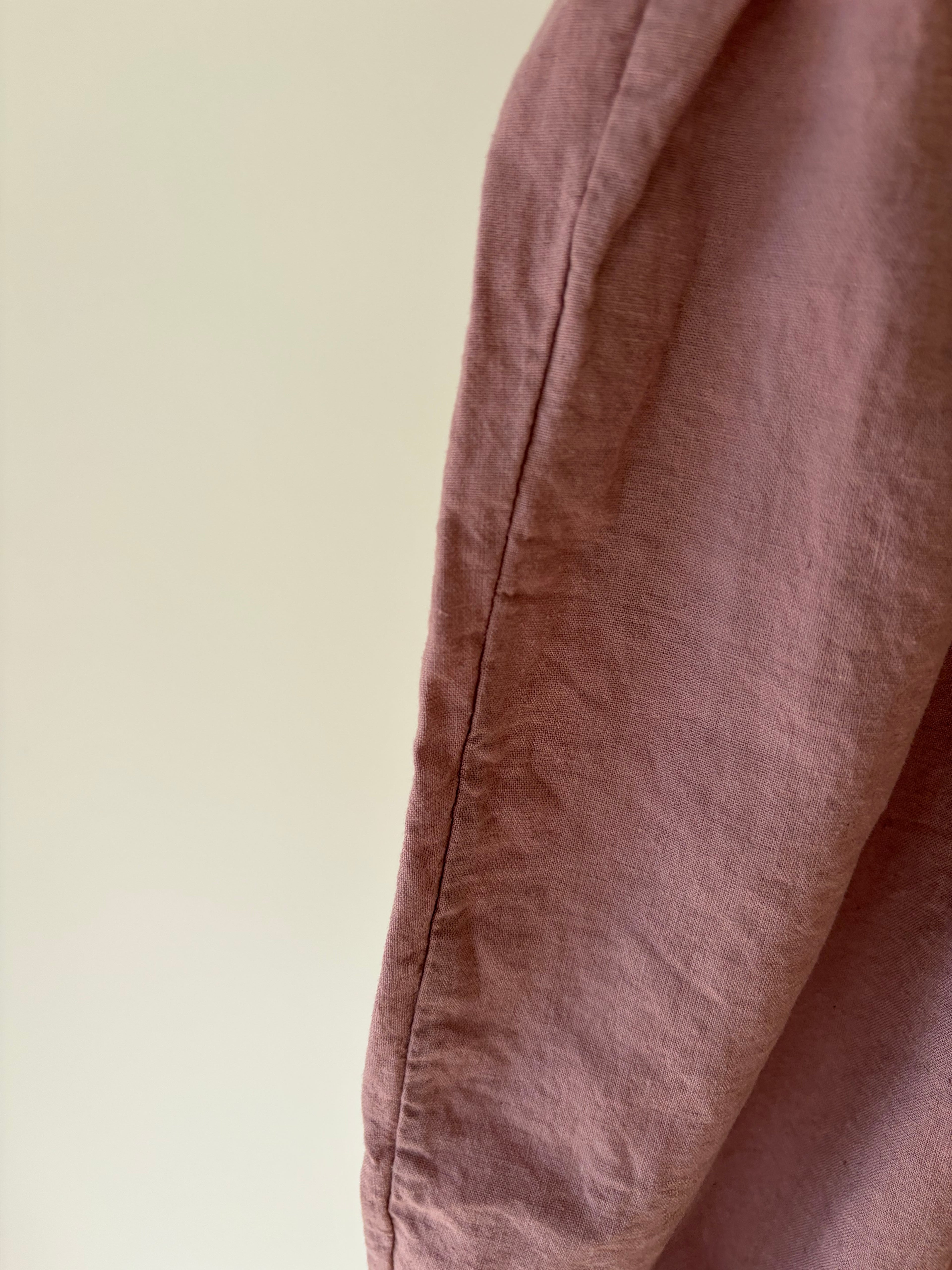 Baggy linen look pants with pocket - pink