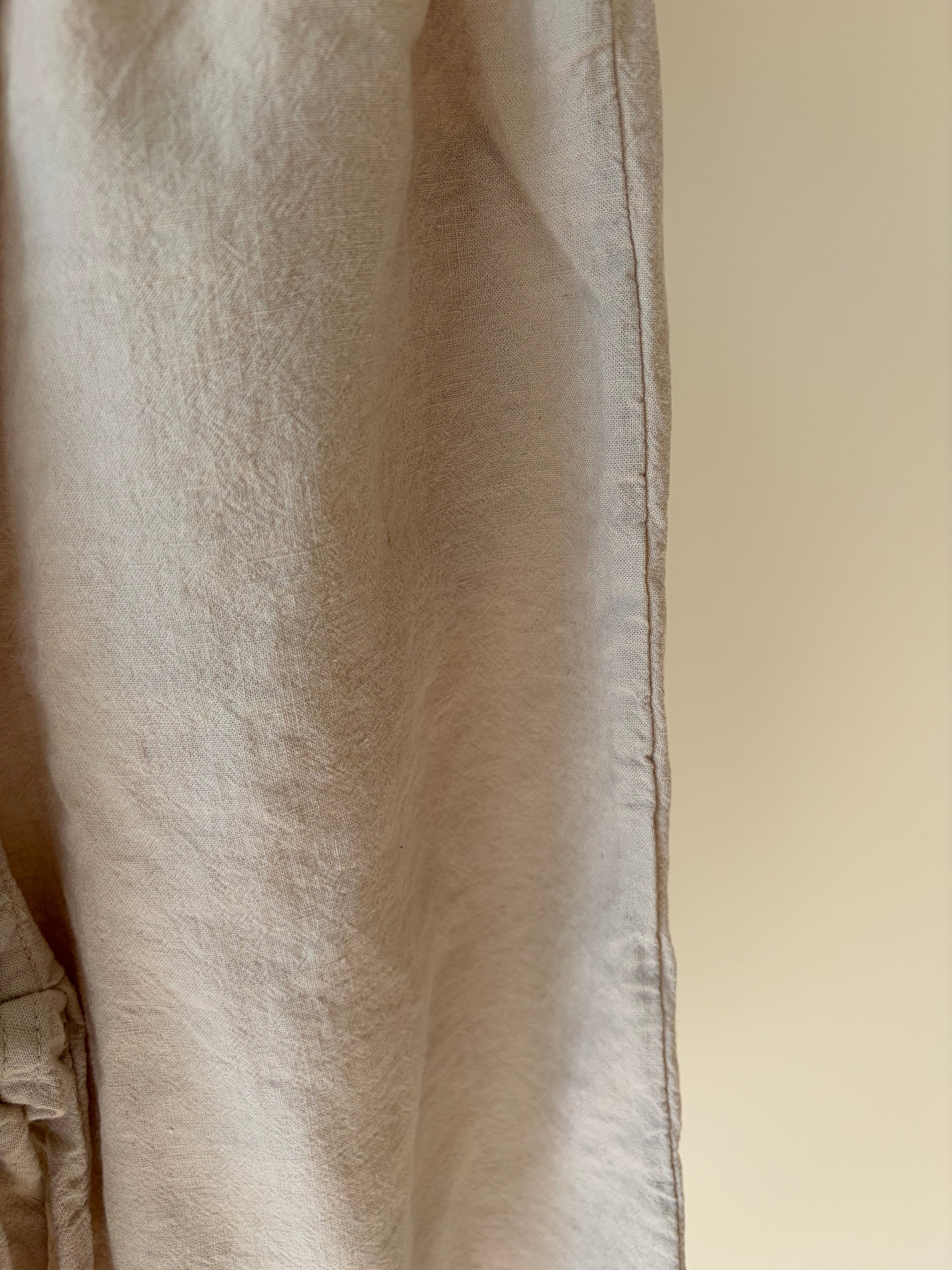 Baggy linen look pants with pocket - beige