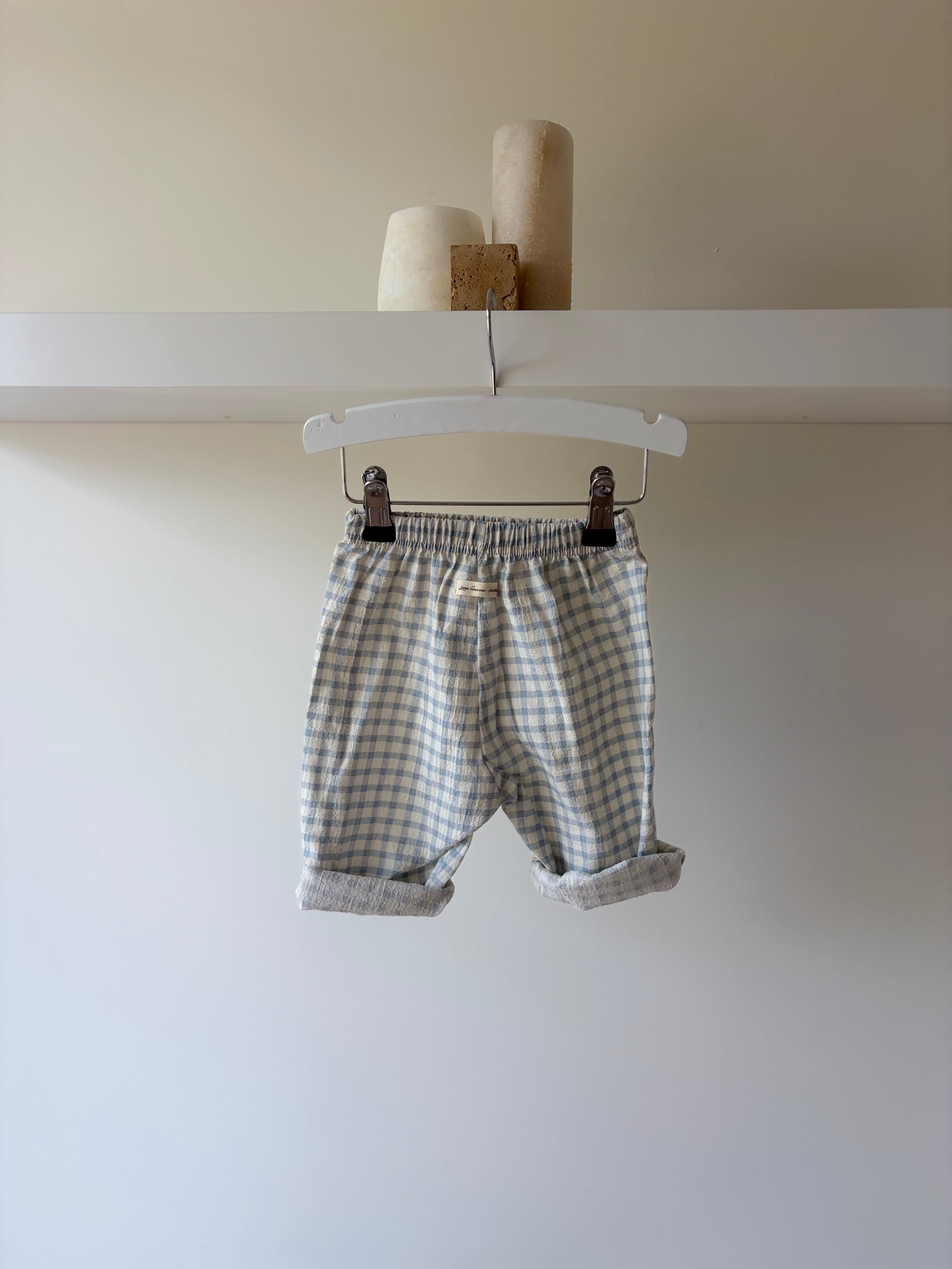 Blue check baby pants