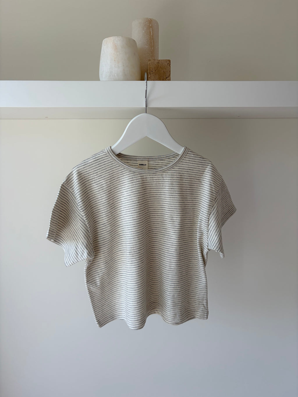 Oversize striped tee - grey & white