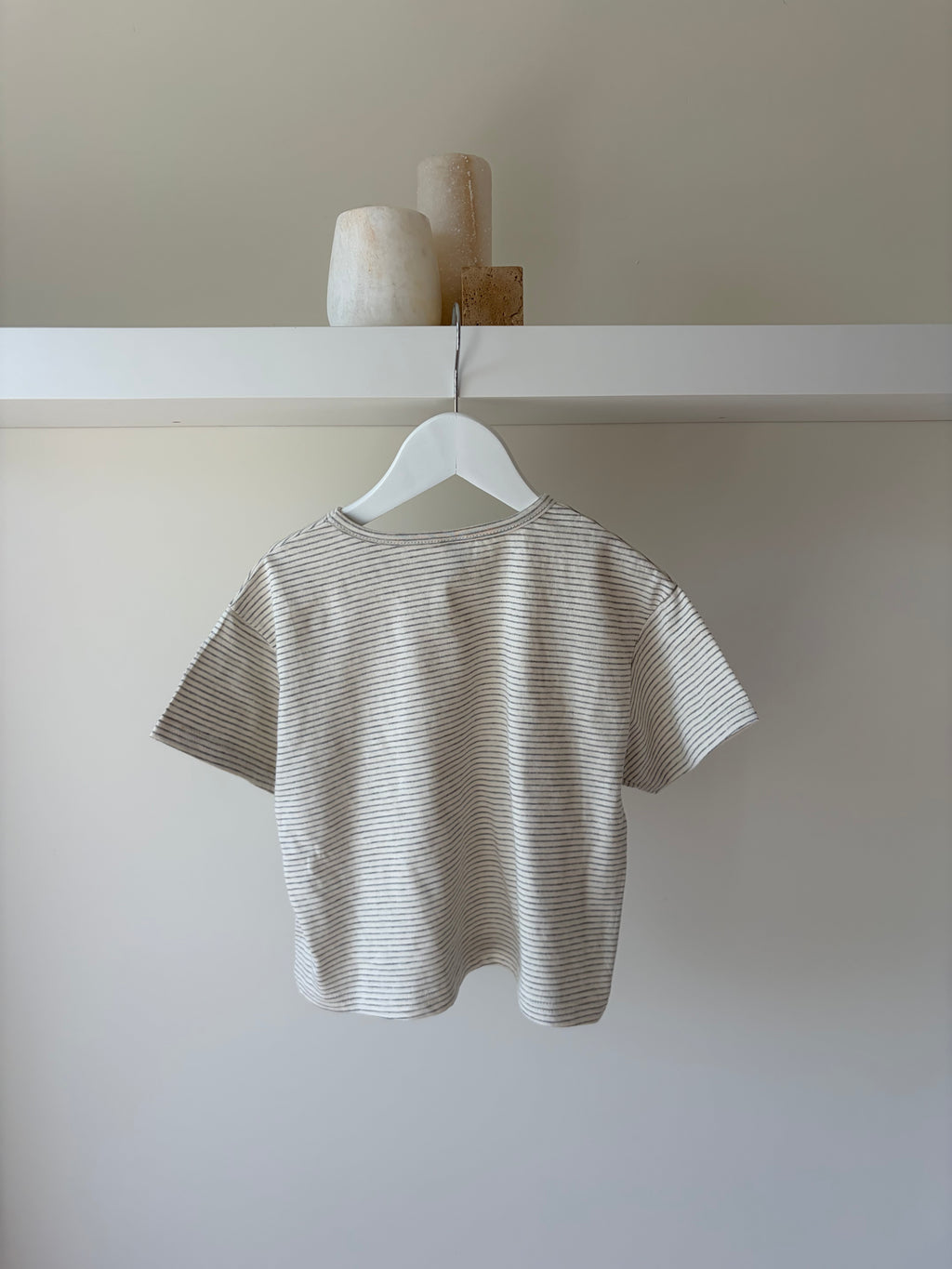 Oversize striped tee - grey & white