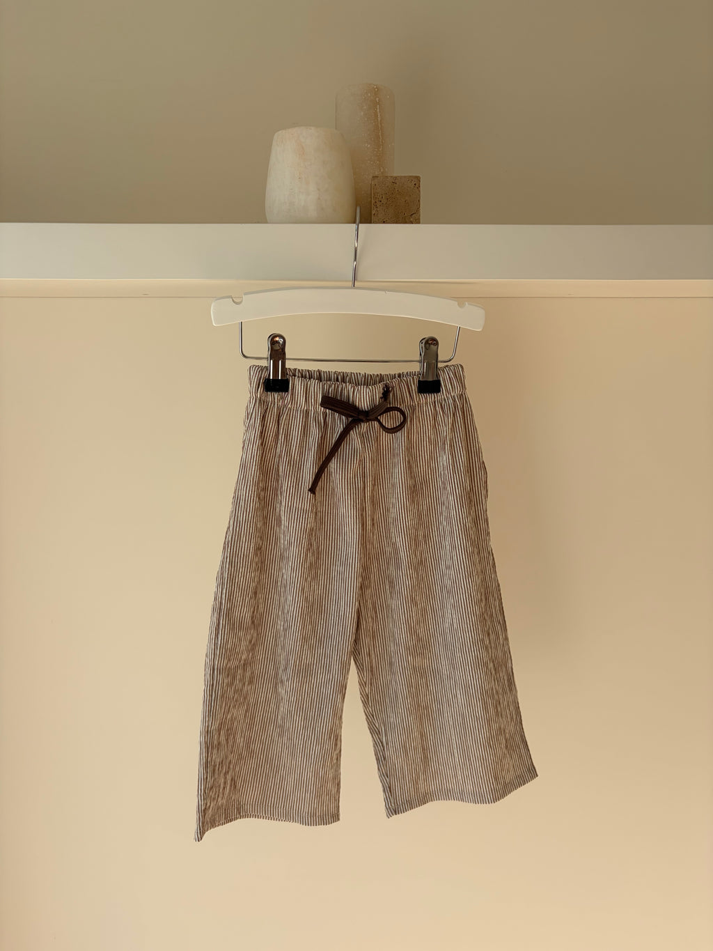Striped brown pants - brown & white