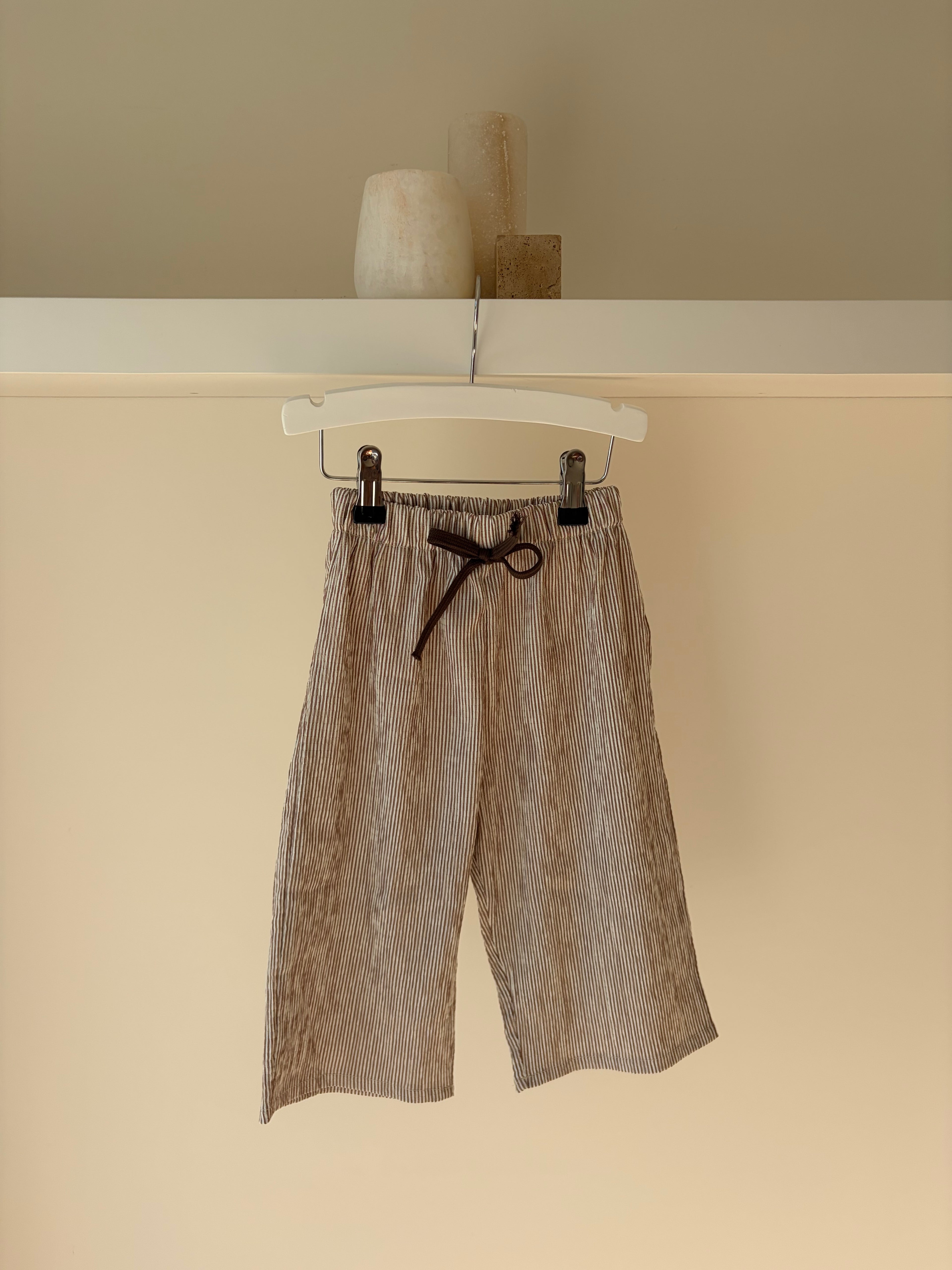 Striped brown pants - brown & white