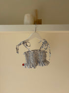 Chic striped top with ribbon details - blue