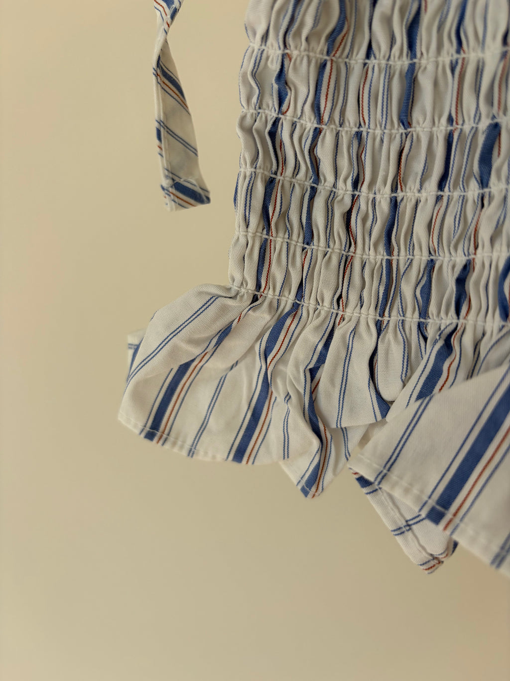 Chic striped top with ribbon details - blue