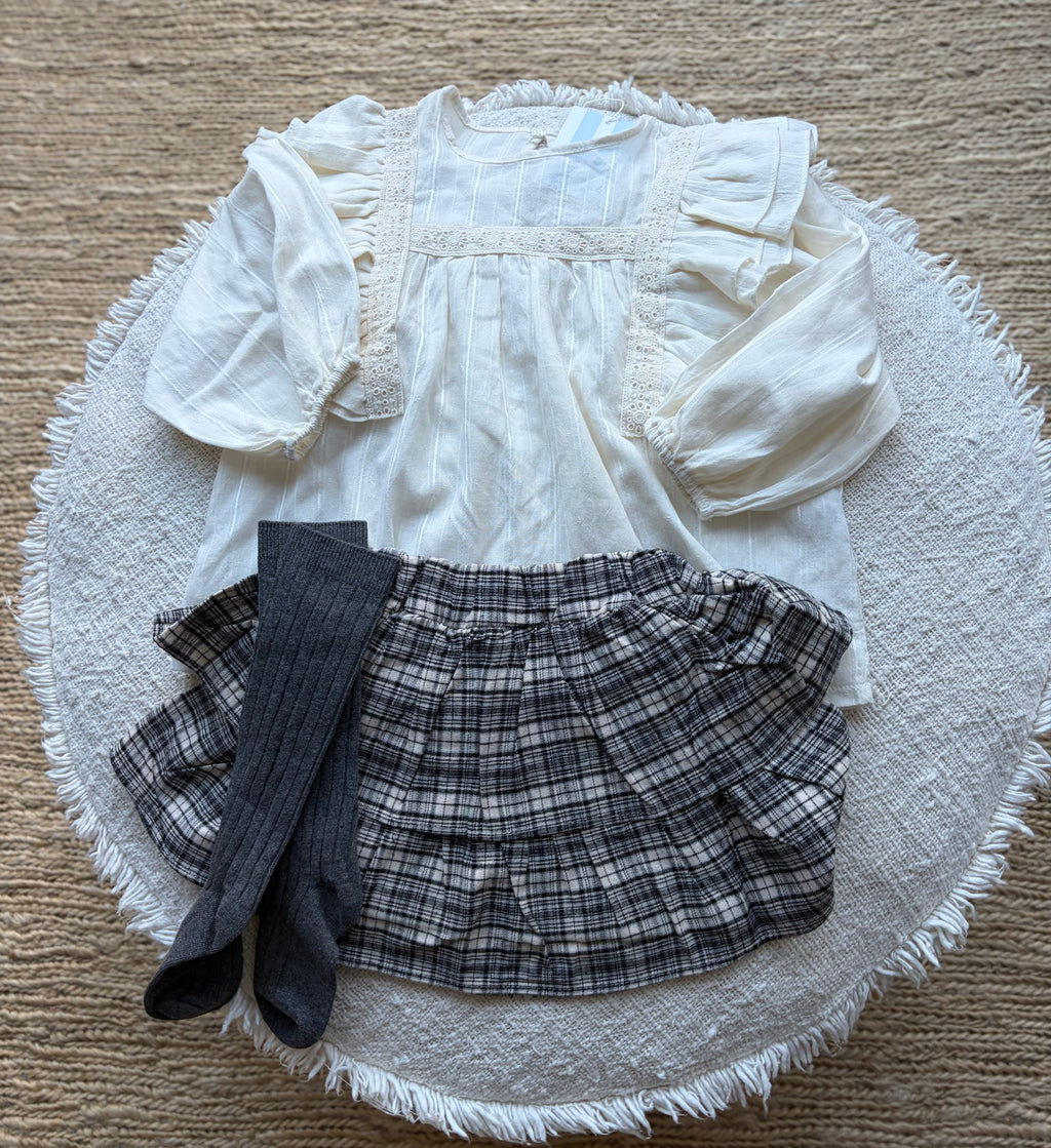 Black check skirt