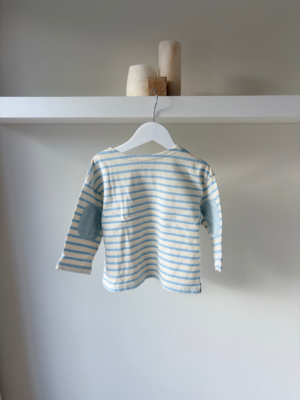 Light blue striped longsleeve with patches