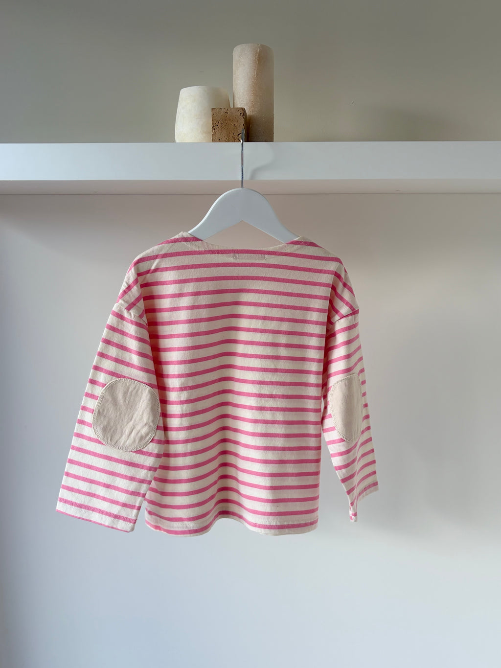 Pink striped longsleeve with patches